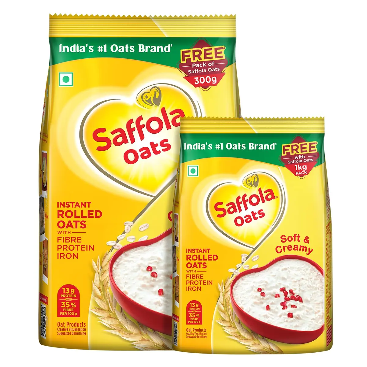 Saffola Oats 1 kg (2.2 lb) with Free 400 gm (0.88 lb) | Wholesome Wholegrain Breakfast Cereal - main product image