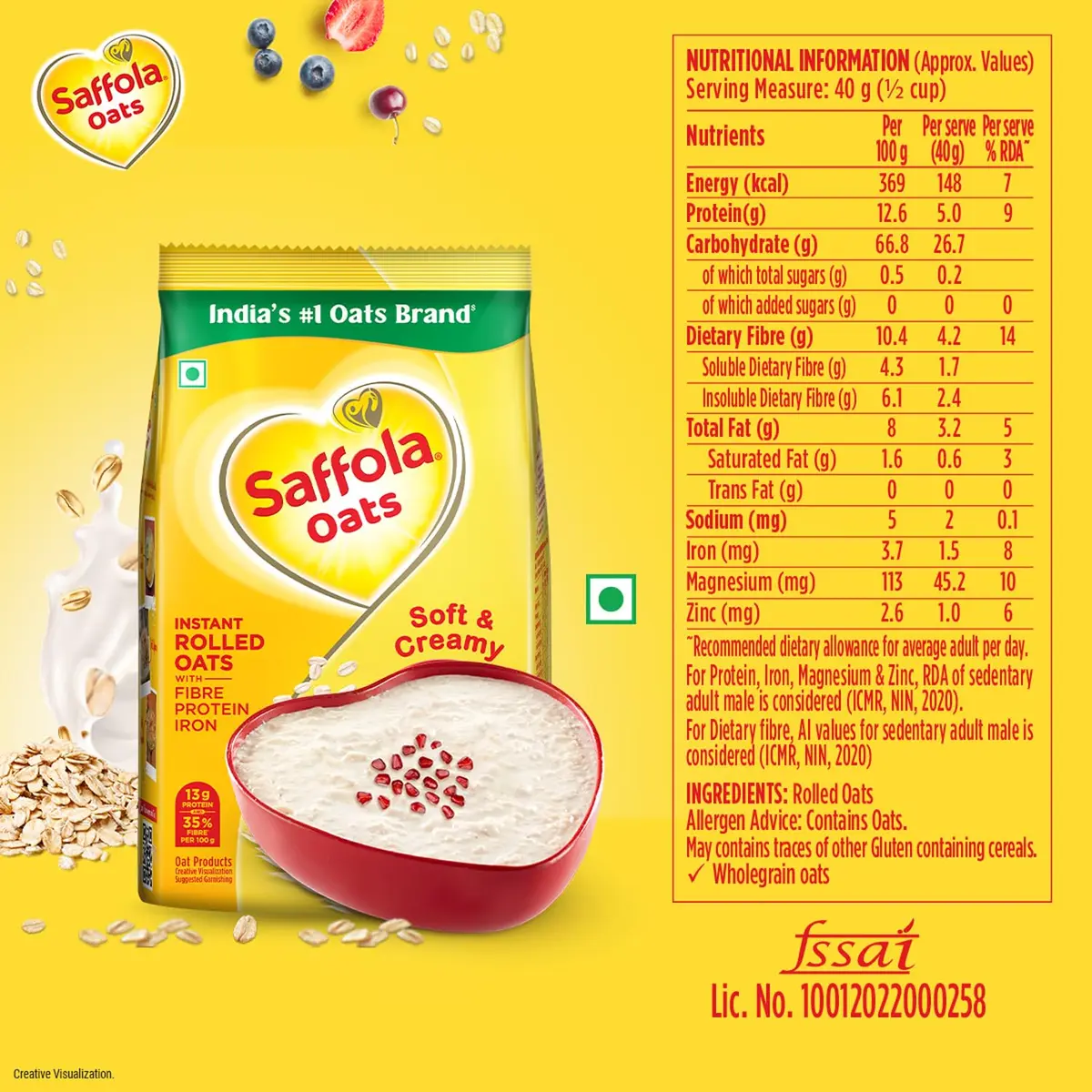 Saffola Oats 1 kg (2.2 lb) with Free 400 gm (0.88 lb) | Wholesome Wholegrain Breakfast Cereal - view 6