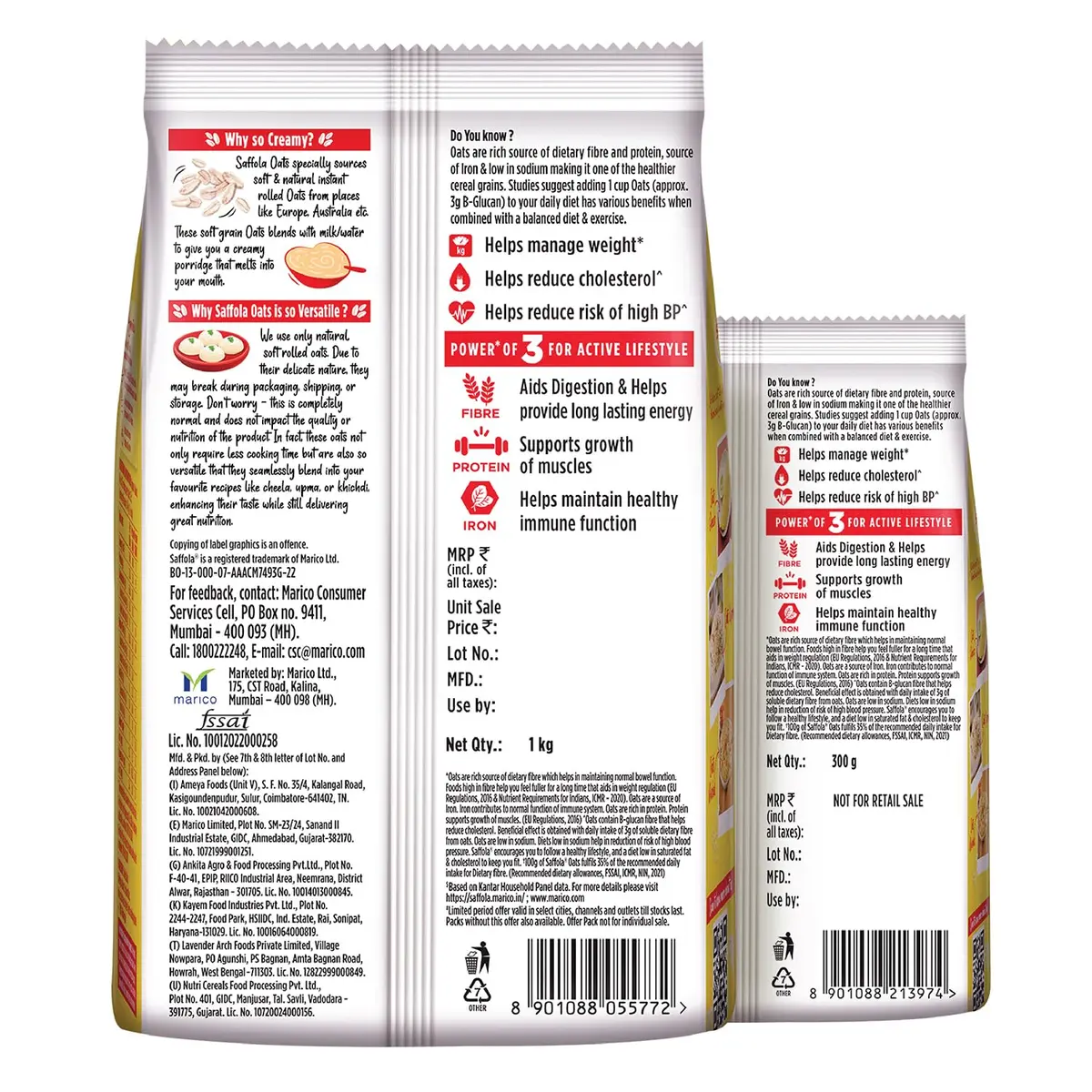 Saffola Oats 1 kg (2.2 lb) with Free 400 gm (0.88 lb) | Wholesome Wholegrain Breakfast Cereal - view 8