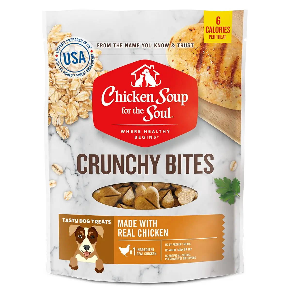 Chicken Soup for the Soul Pet Food Crunchy Bites Dog Treats, Chicken, 12 Ounce Bag | Soy, Corn & Wheat Free - main product image