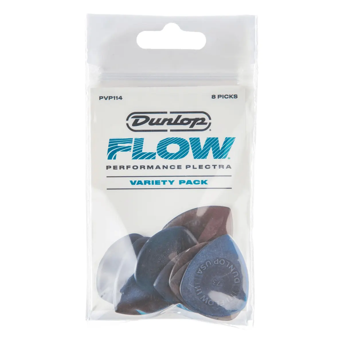 Jim Dunlop Flow Pick Variety Pack 8 Pack | Wide Angle, Sharp Tip, Beveled Edge, Low-Profile Grip - main product image