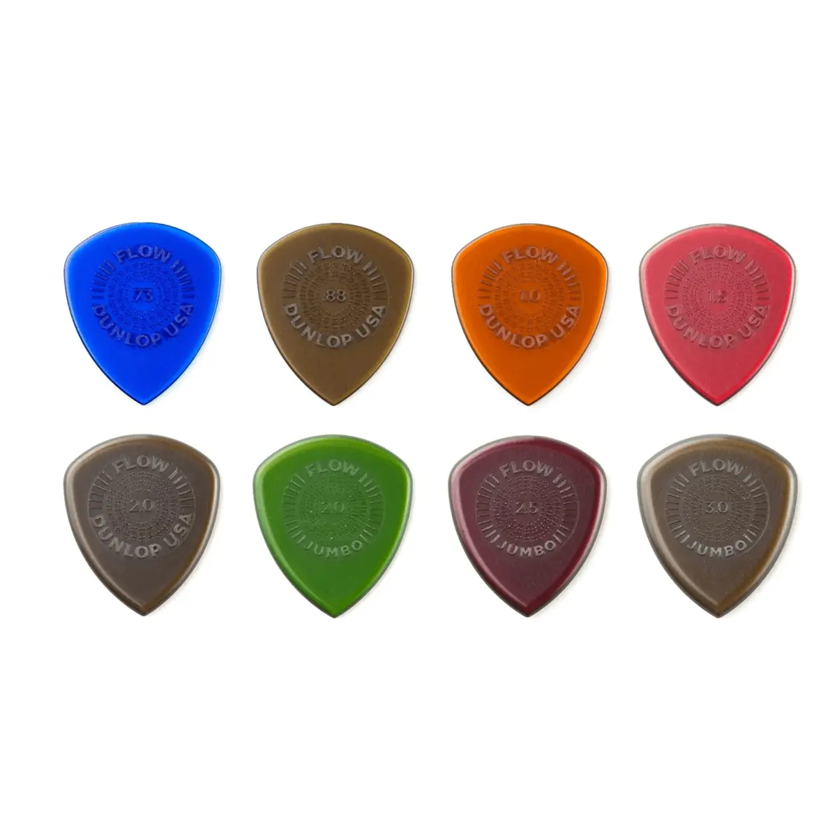 Jim Dunlop Flow Pick Variety Pack 8 Pack | Wide Angle, Sharp Tip, Beveled Edge, Low-Profile Grip - view 2
