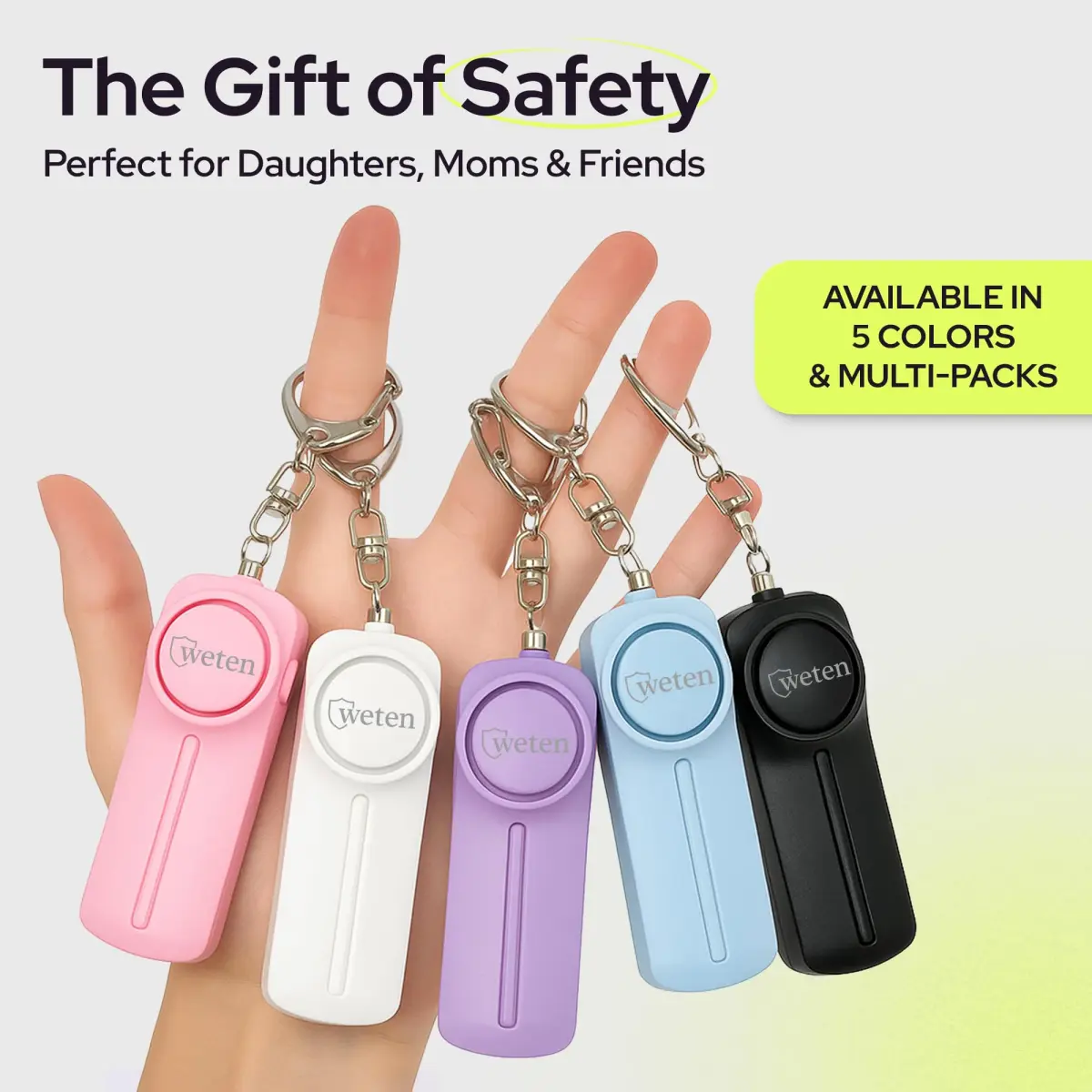 WETEN Personal Safety Alarm Keychain for Women - 130dB Loud Siren & LED Light | Black - view 7