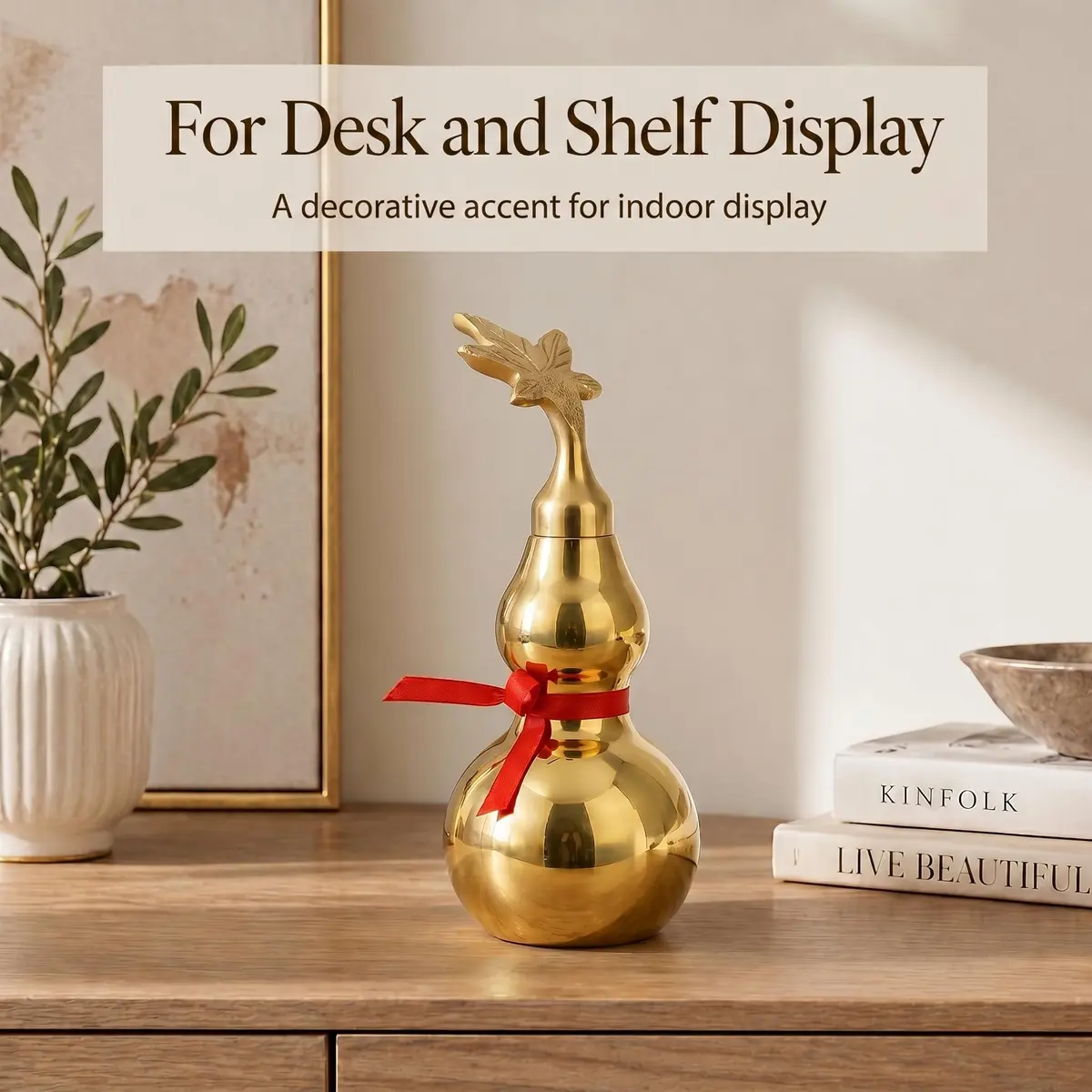 I-MART Brass Wu Lou Feng Shui Gourd 10.2 cm (4 Inch) | Traditional Home Decor Accent - view 4