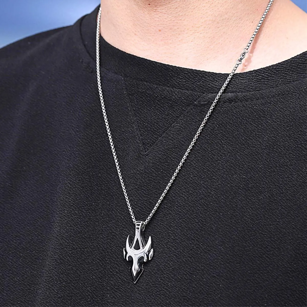 Leprato Viking Talisman Necklace for Men Norse Mjolnir Wolf Compass Valknut Amulet Pendant 24 inch - view 6