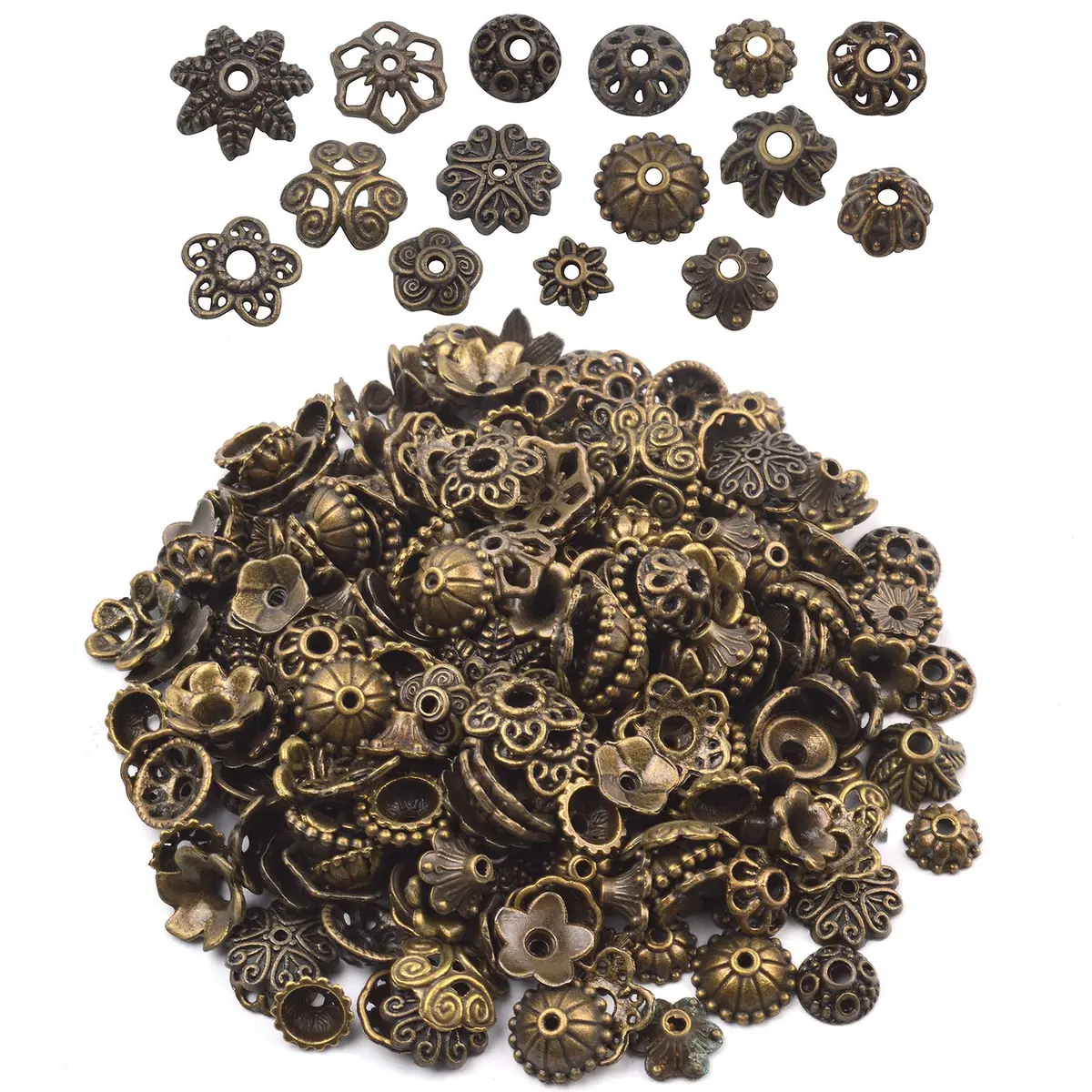 BronaGrand Jewelry Bead Caps 5-15mm | Bali Style Metal Mix for Jewelry & Crafts - main product image