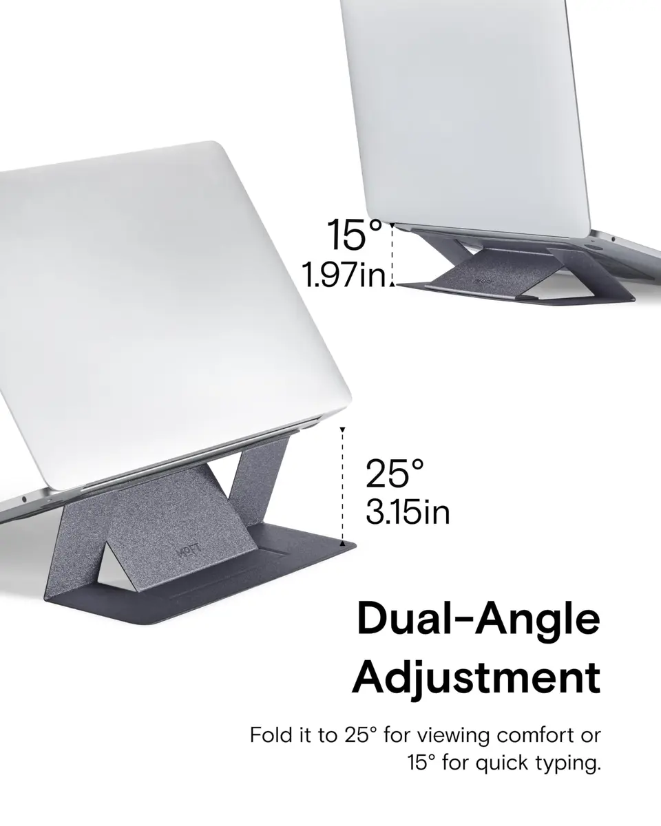 MOFT Invisible Laptop Stand, Stick-On Portable Riser for Mobile Work | Ultra-Thin, Supports 11lb, Fits 11-16" Laptops - view 6