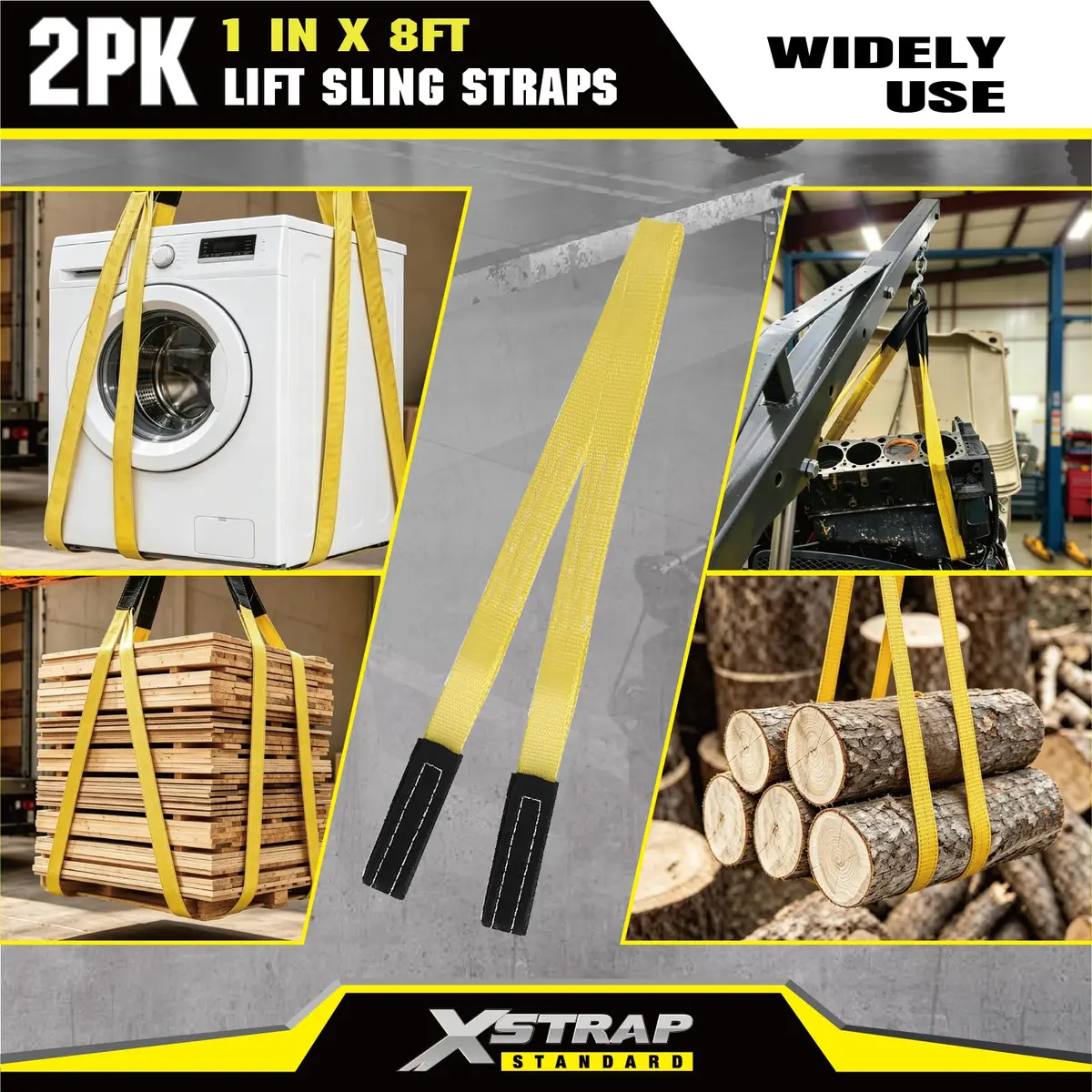 XSTRAP STANDARD 2PK 1"x8' Lift Sling Straps Wear Guard End Heavy Duty Strap | 4000 lbs Breaking Strength - view 6