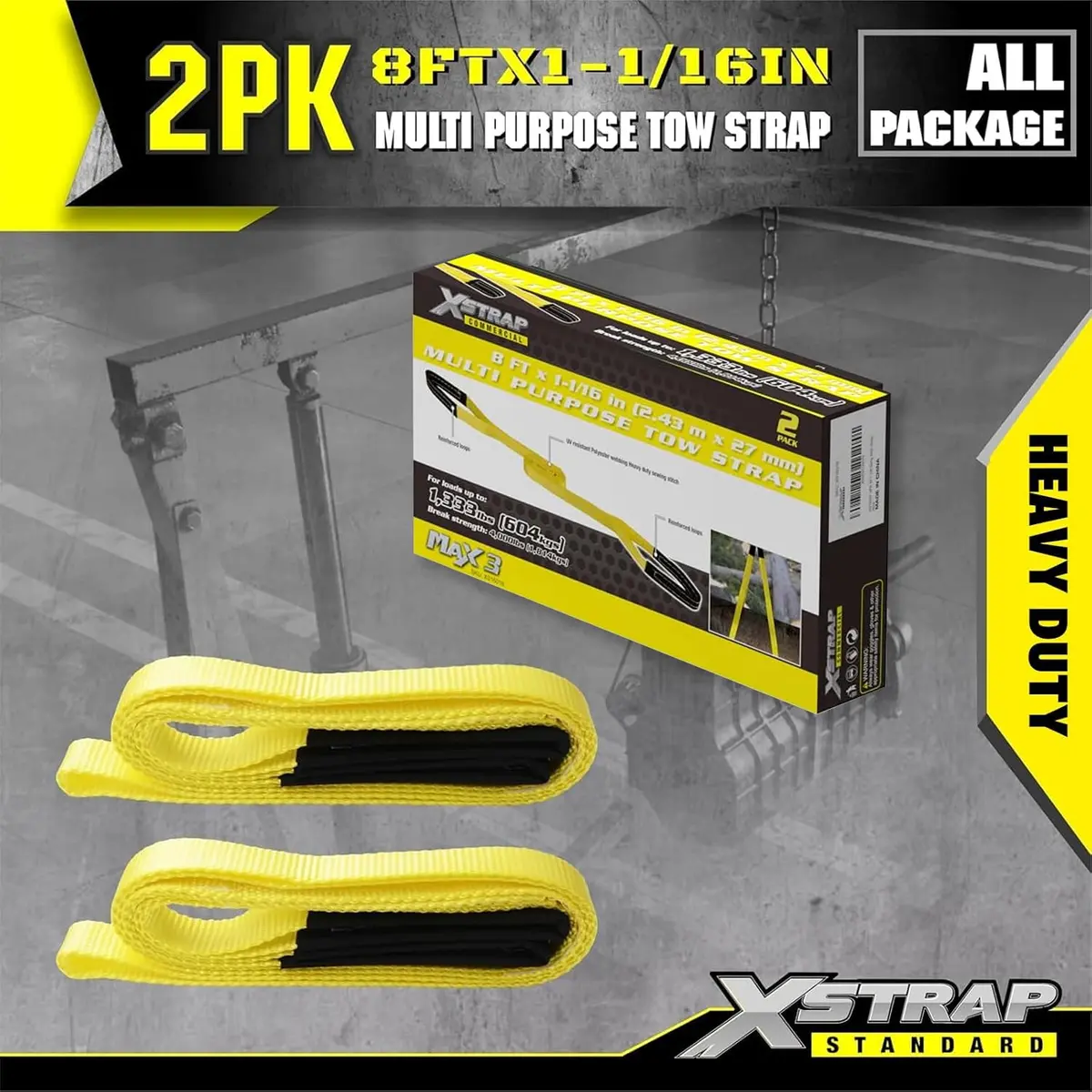 XSTRAP STANDARD 2PK 1"x8' Lift Sling Straps Wear Guard End Heavy Duty Strap | 4000 lbs Breaking Strength - view 9