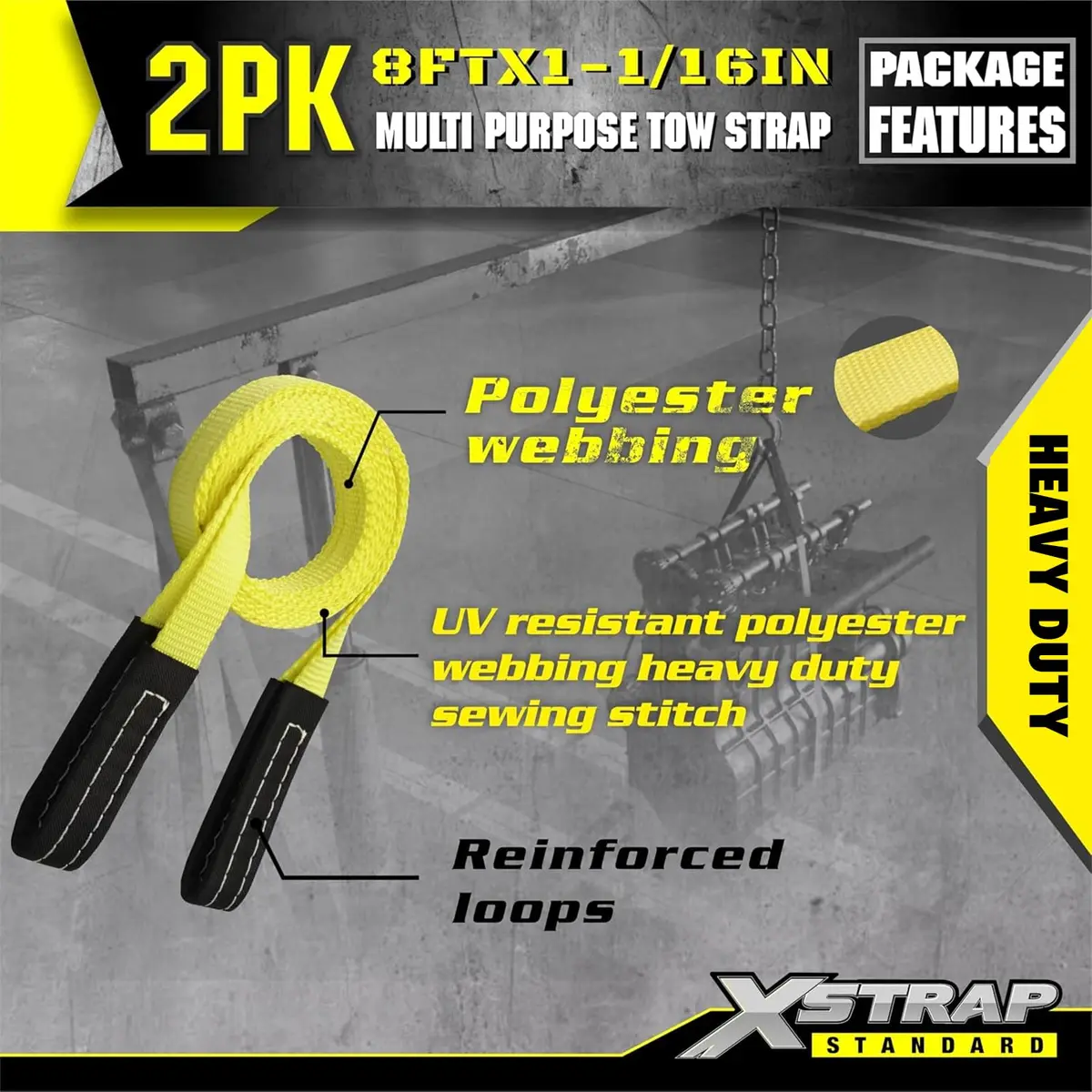 XSTRAP STANDARD 2PK 1"x8' Lift Sling Straps Wear Guard End Heavy Duty Strap | 4000 lbs Breaking Strength - view 2