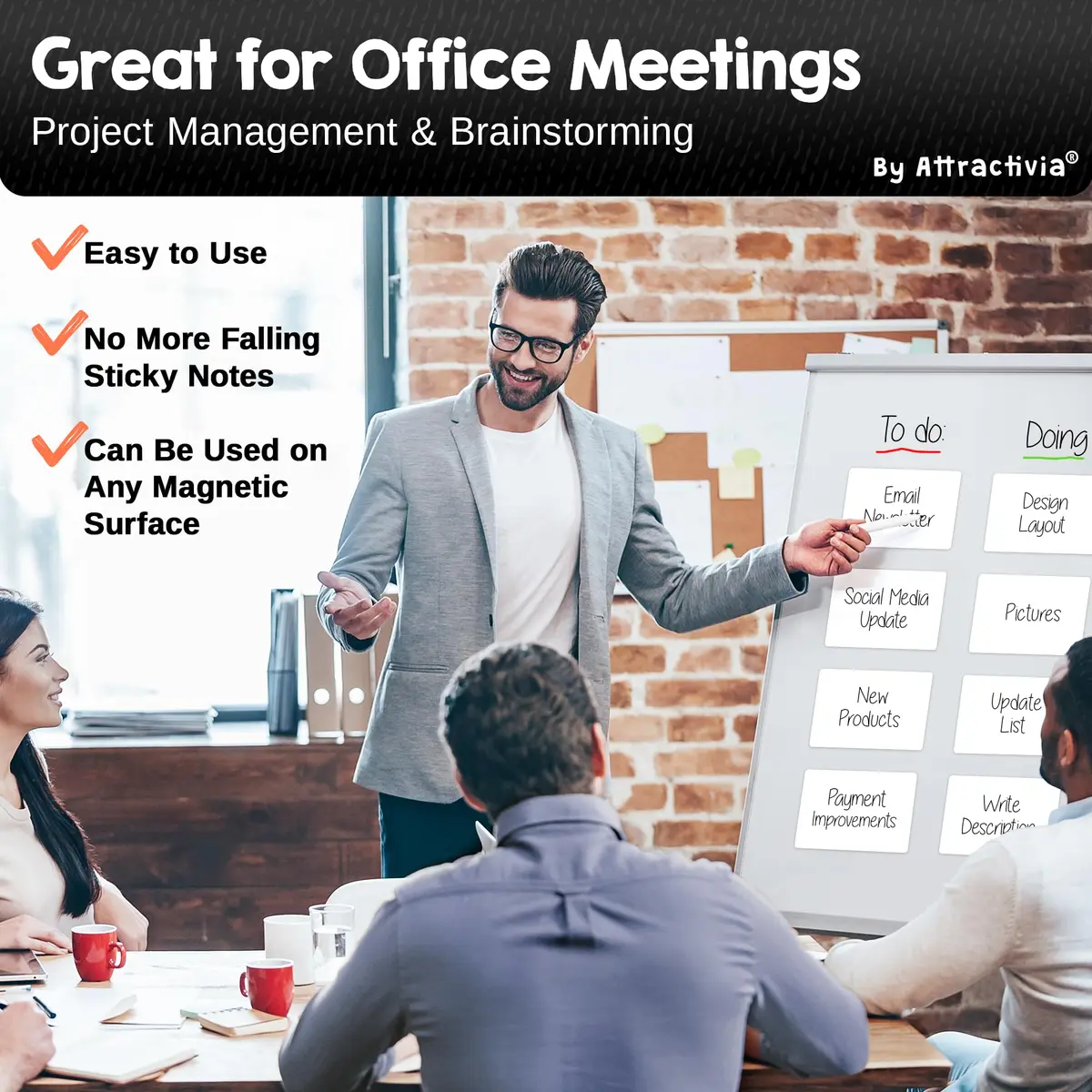 Attractivia Magnetic Labels 5.6 x 3.7 in | Erasable Magnetic Stickers for Office & Home - view 5