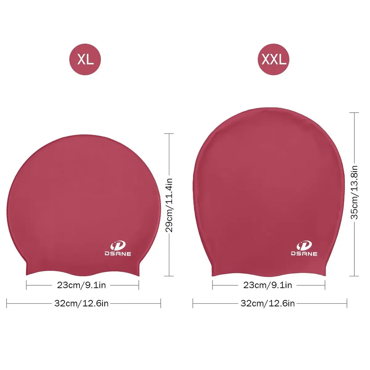 Dsane Extra Large Swimming Cap for Women and Men | Protects Long & Thick Curly Hair, Dreadlocks | Silicone, Red, XL - view 4