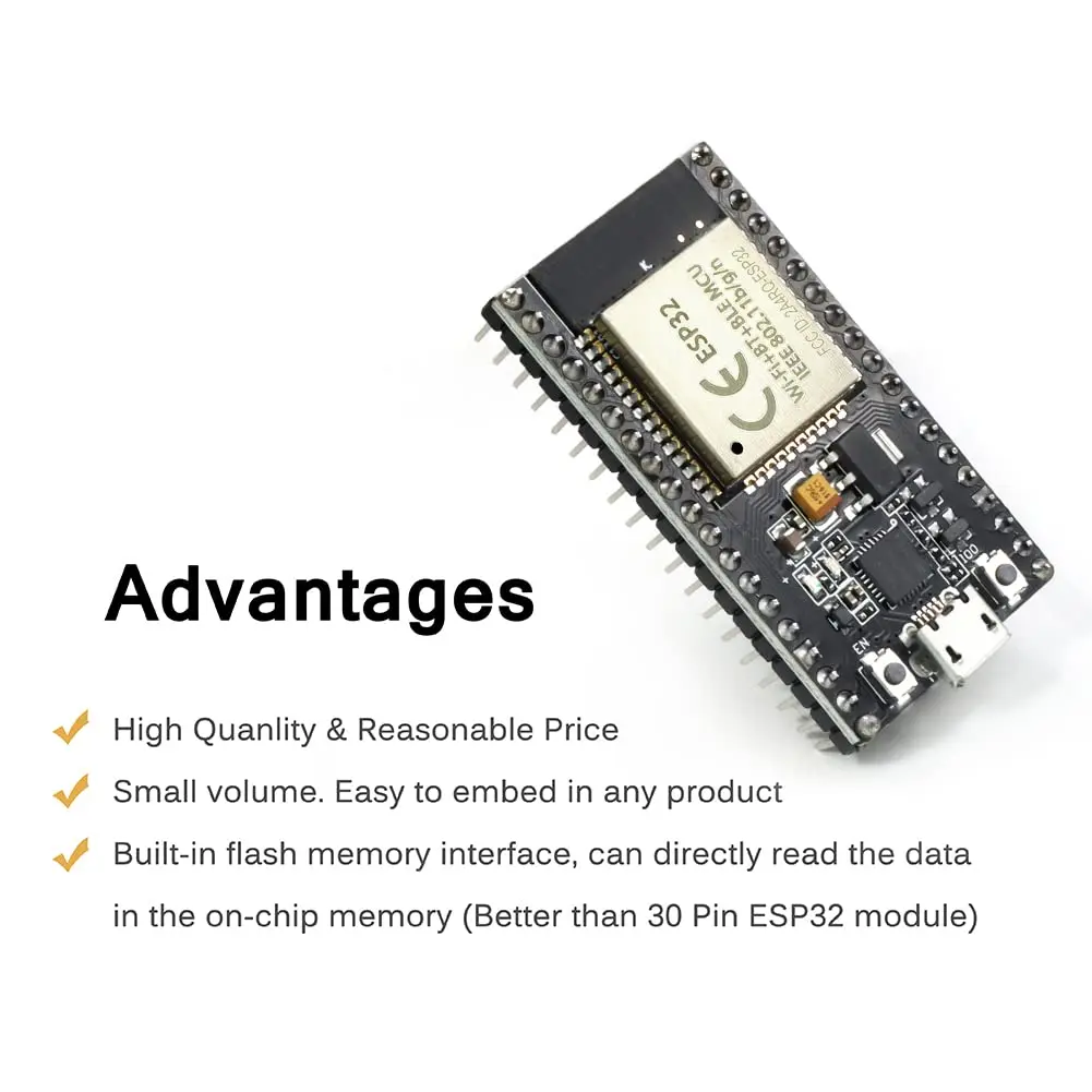 KeeYees ESP32S ESP32 Development Board 38PIN Dual Core WiFi + Bluetooth | 2PCS, 512MB SRAM, Arduino Compatible - view 3