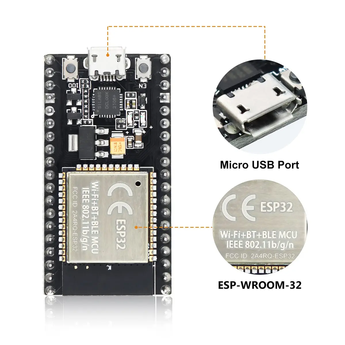 KeeYees ESP32S ESP32 Development Board 38PIN Dual Core WiFi + Bluetooth | 2PCS, 512MB SRAM, Arduino Compatible - view 4