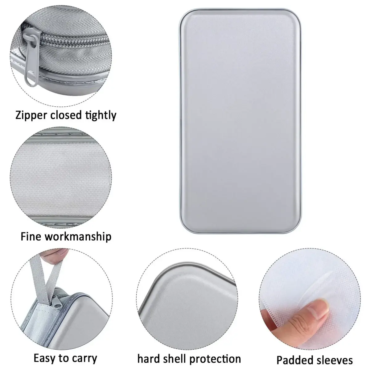 Siveit 80 Capacity CD Case Holder - Silver Hard Plastic DVD Wallet with Zipper - view 2