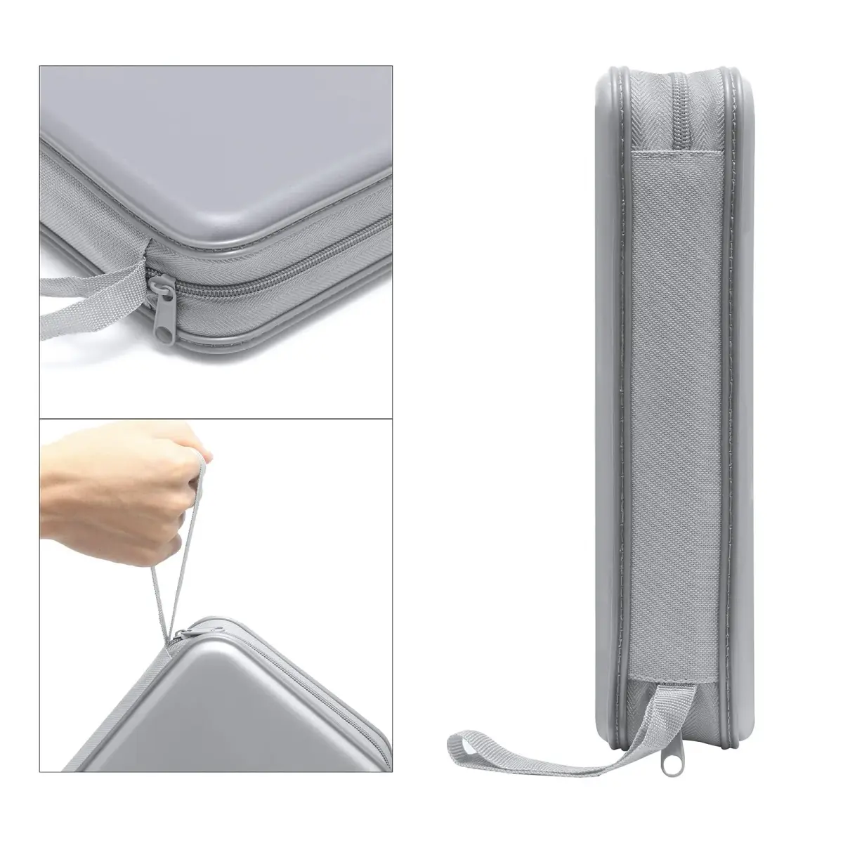 Siveit 80 Capacity CD Case Holder - Silver Hard Plastic DVD Wallet with Zipper - view 3