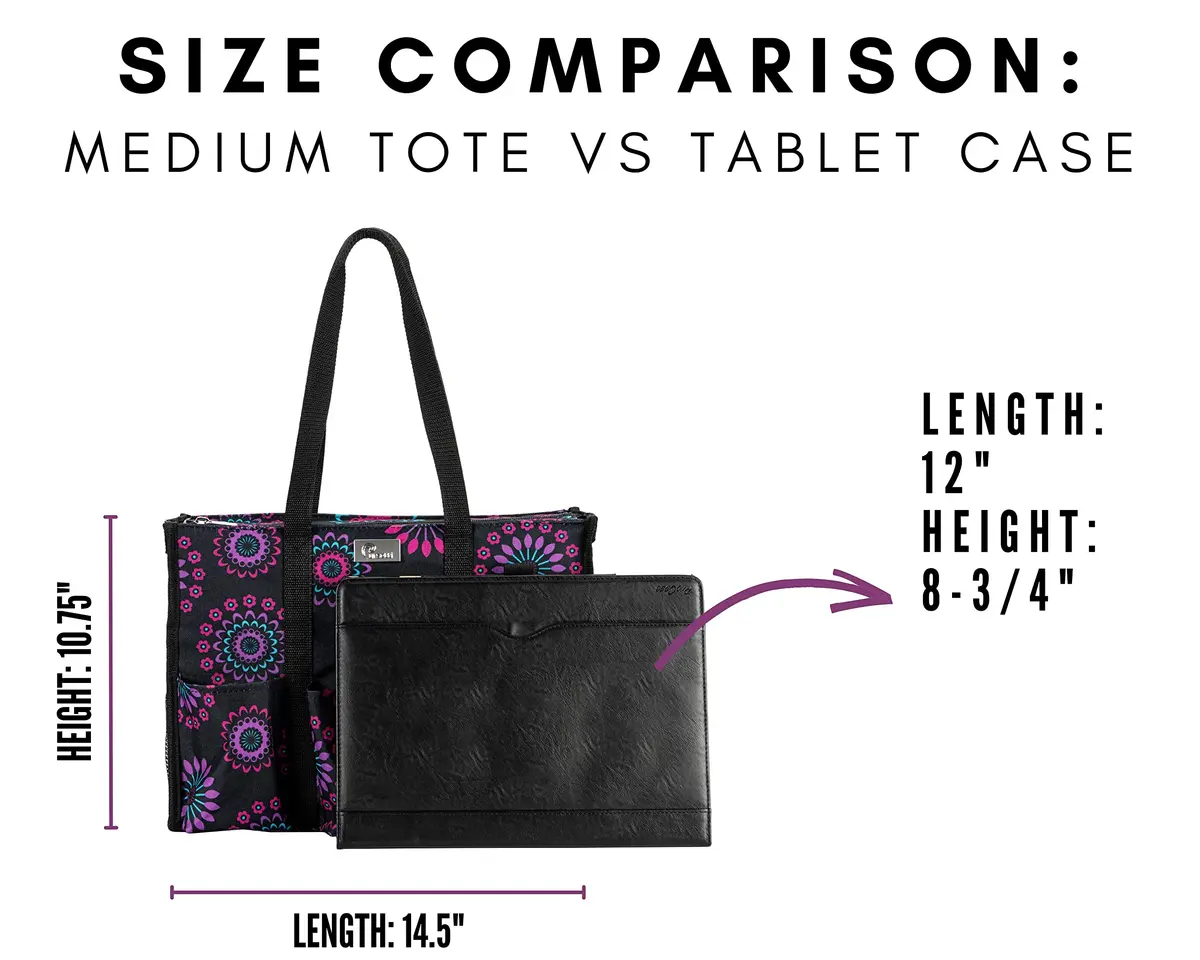 Pursetti Tote Bag with Pockets & Compartments | Stylish Nurse & Teacher Utility Tote (Herringbone, Medium) - view 7