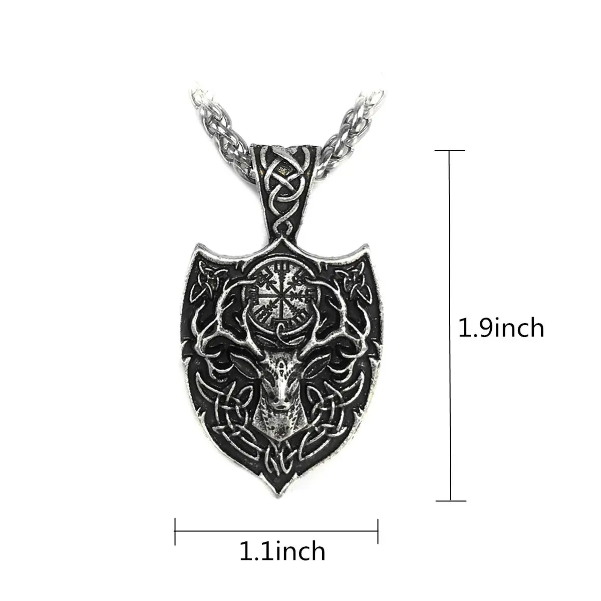 Leprato Viking Talisman Necklace for Men Norse Mjolnir Wolf Compass Valknut Amulet Pendant 24 inch | Nordic Viking Jewelry - view 2