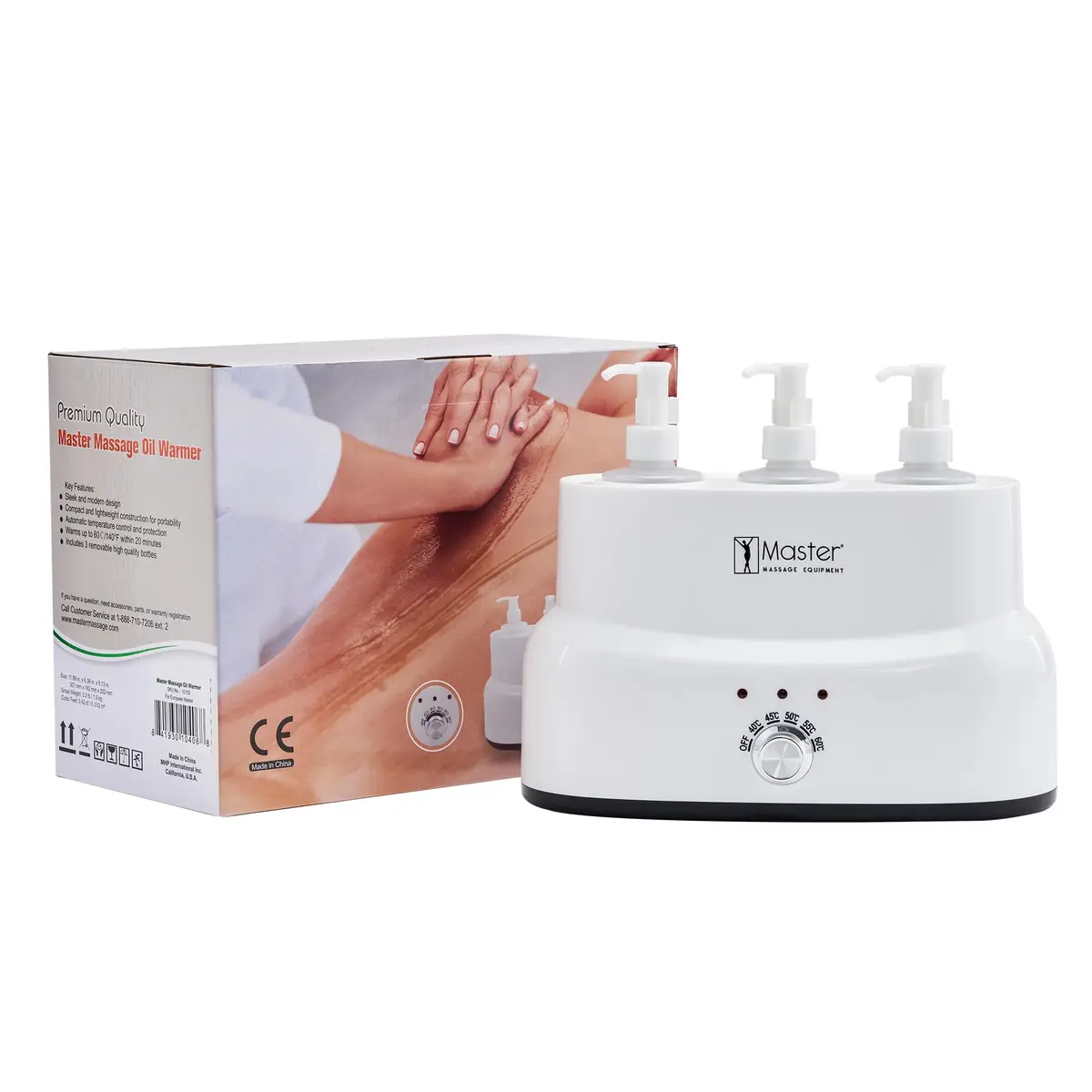 Master Massage Equipment 3-Bottle Massage Oil Warmer | Auto Temp Control, White - view 5