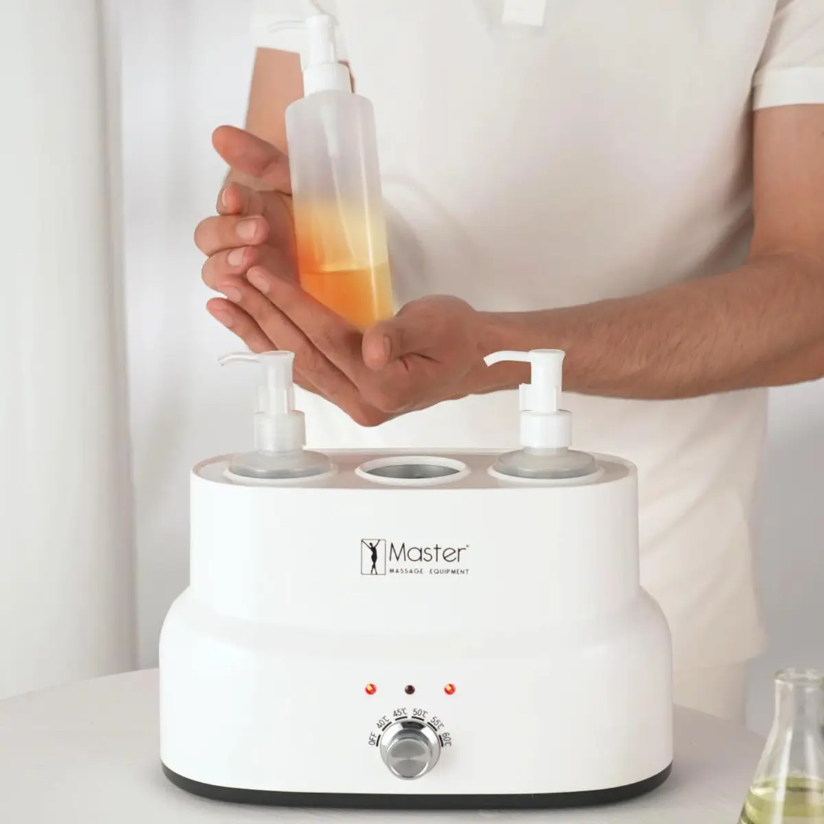 Master Massage Equipment 3-Bottle Massage Oil Warmer | Auto Temp Control, White - view 6