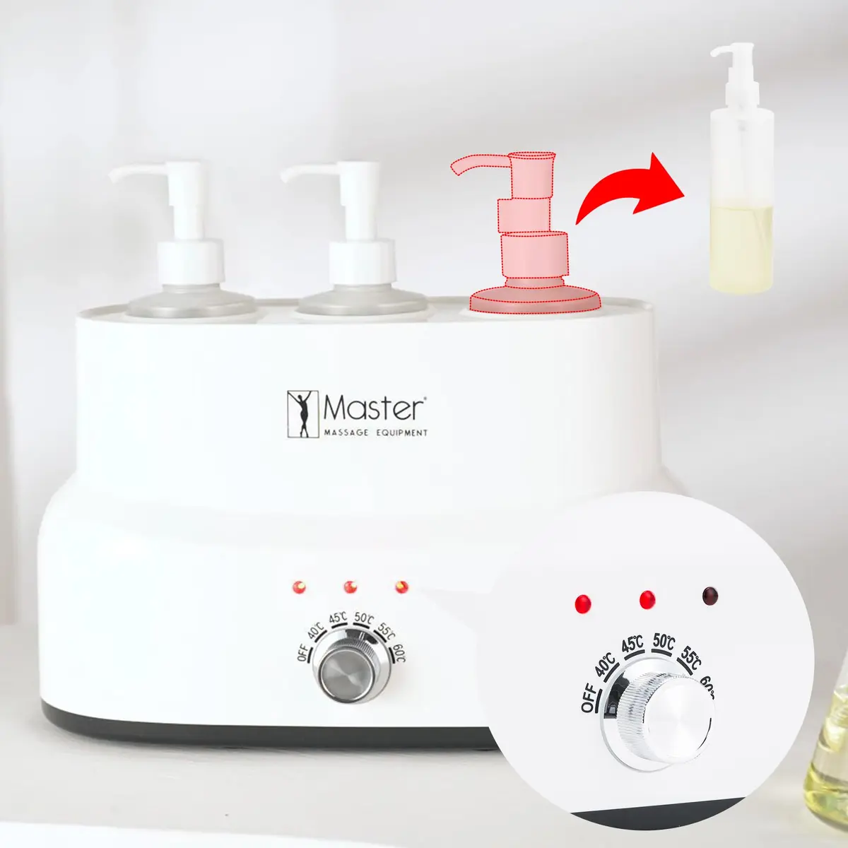Master Massage Equipment 3-Bottle Massage Oil Warmer | Auto Temp Control, White - view 4