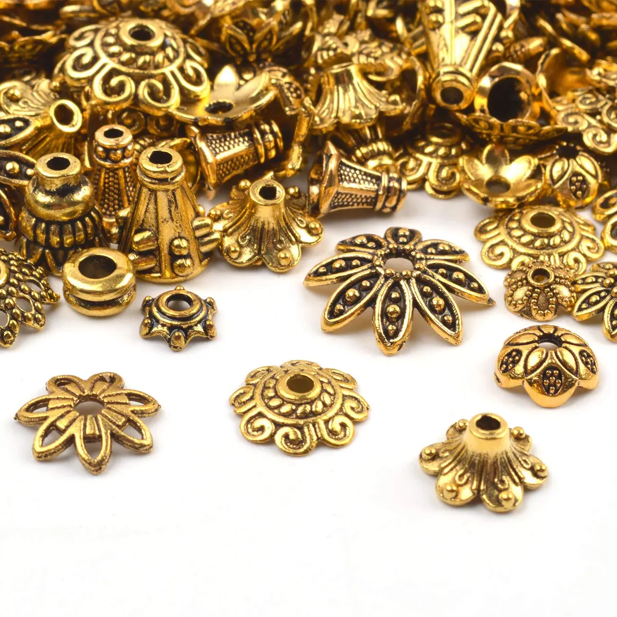 BronaGrand Bali Style Jewelry Bead Caps 100g | Antique Gold, 250-350 pcs, Metal - view 5