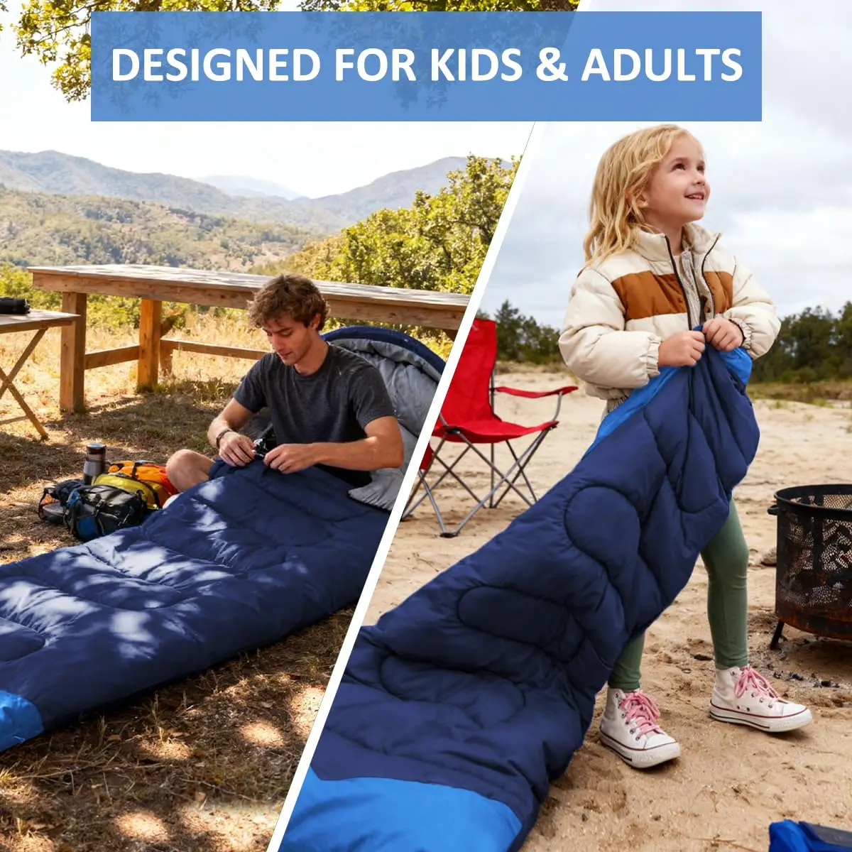oaskys Camping Sleeping Bag 3 Seasons | Waterproof & Lightweight for Adults Kids - view 6