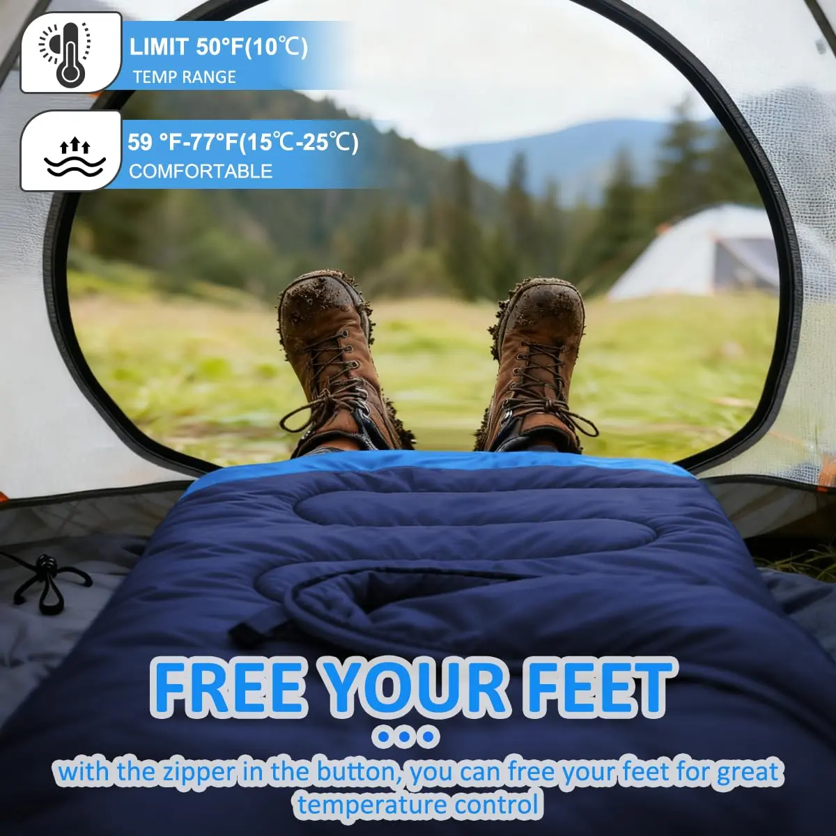 oaskys Camping Sleeping Bag 3 Seasons | Waterproof & Lightweight for Adults Kids - view 7