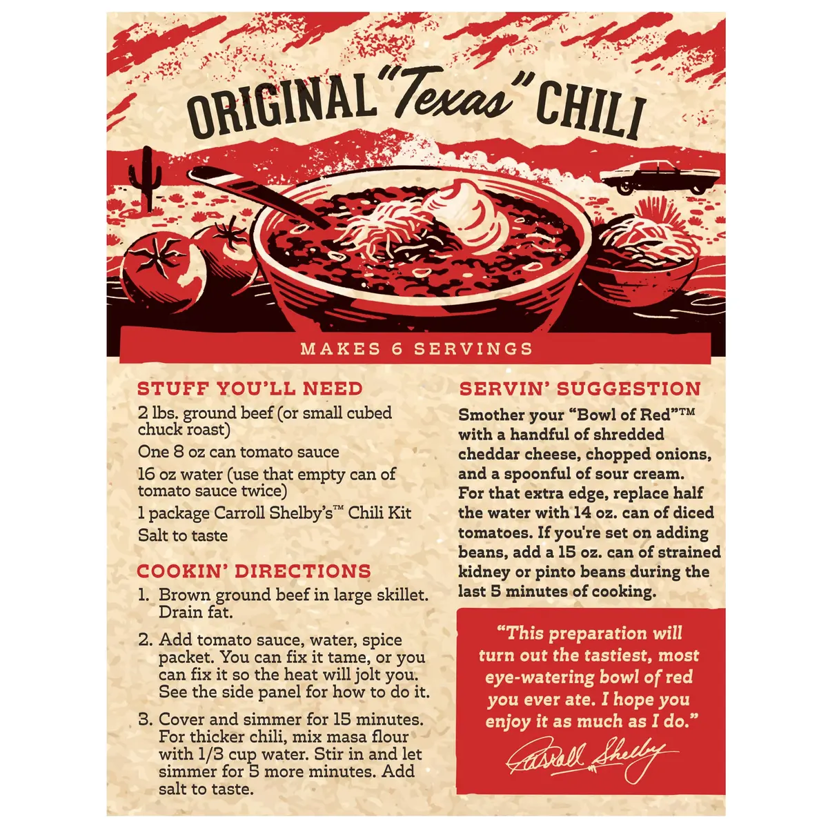Carroll Shelby's Original Texas Brand Chili Kit 3.65oz Pack of 3 | Authentic Texas-Style Spice Blend - view 2