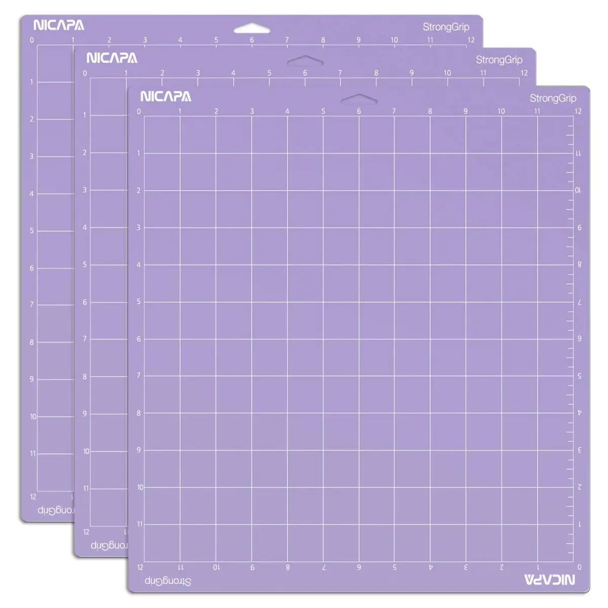 NICAPA Strong Grip Cutting Mat 12x12 inch, 3 Mats | Purple, Strong Adhesive for Heavy Materials - main product image