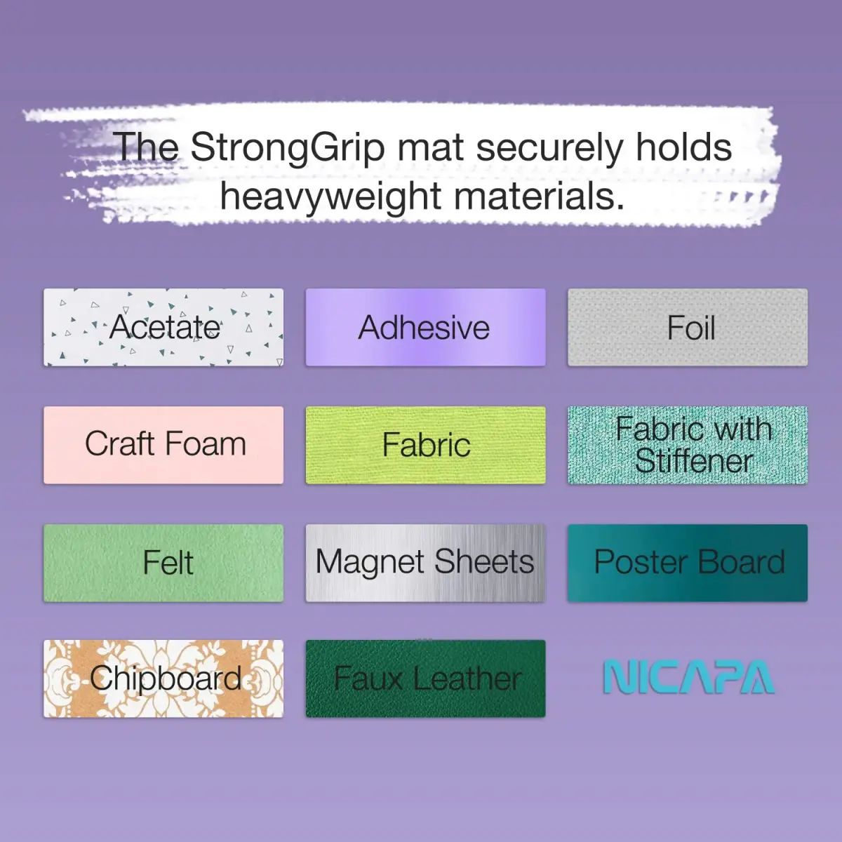 NICAPA Strong Grip Cutting Mat 12x12 inch, 3 Mats | Purple, Strong Adhesive for Heavy Materials - view 4