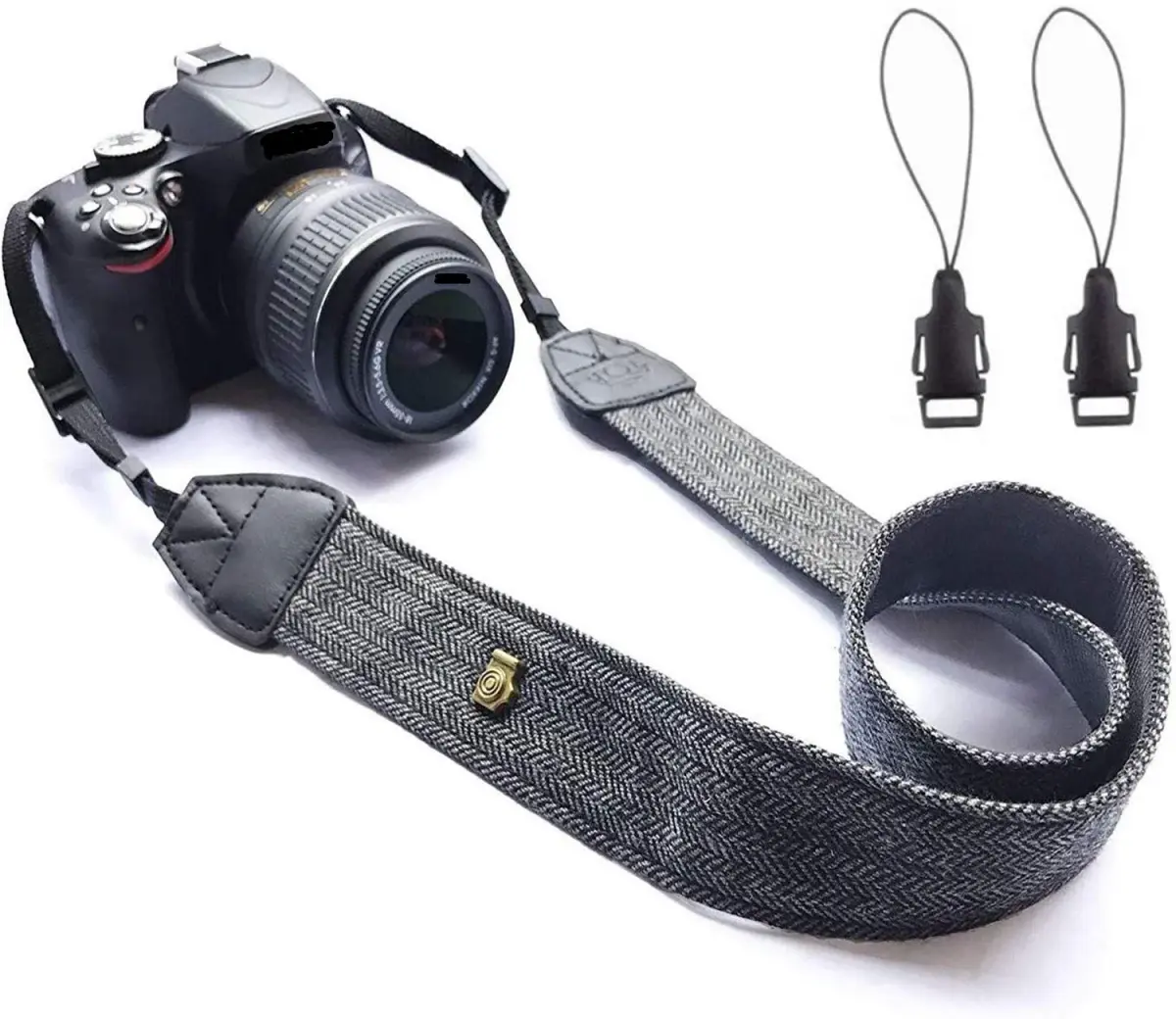 WANBY Canvas Camera Strap Black Shoulder Strap with Quick Release Buckles & PU Leather Accents | 71cm (28in) Adjustable Length - view 8