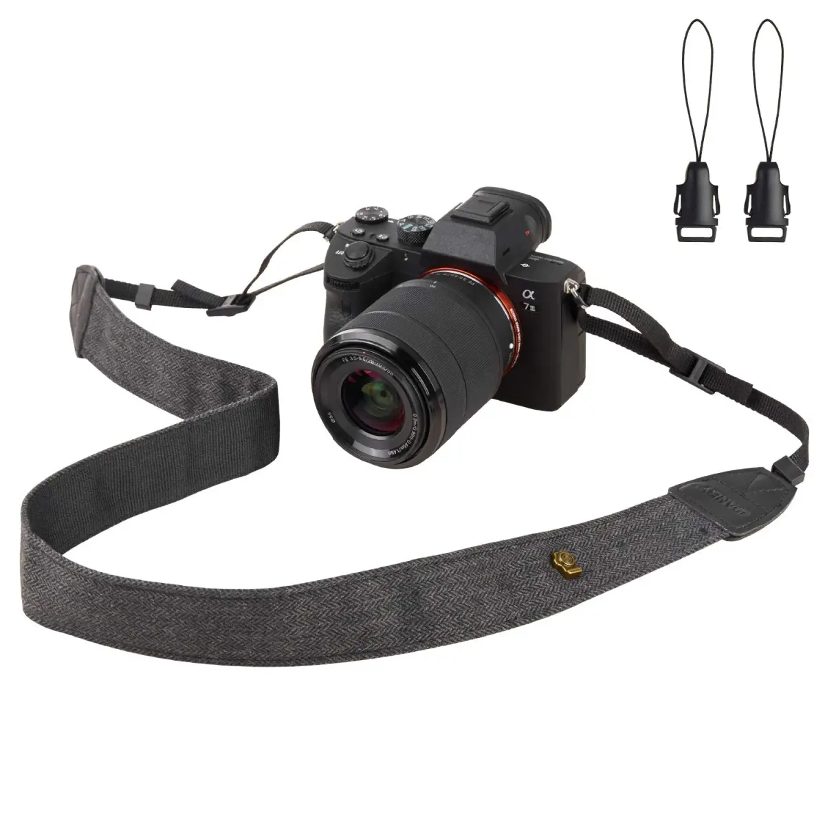 WANBY Canvas Camera Strap Black Shoulder Strap with Quick Release Buckles & PU Leather Accents | 71cm (28in) Adjustable Length - view 9
