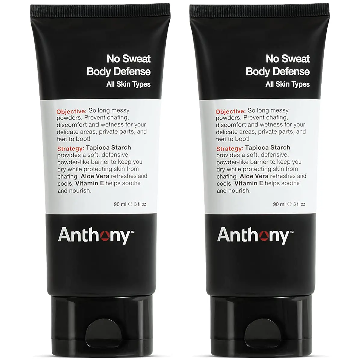Anthony Body Deodorant Anti Chafing Cream for Men, 3 Fl Oz (2 Pack) | Moisture & Friction Defense - main product image