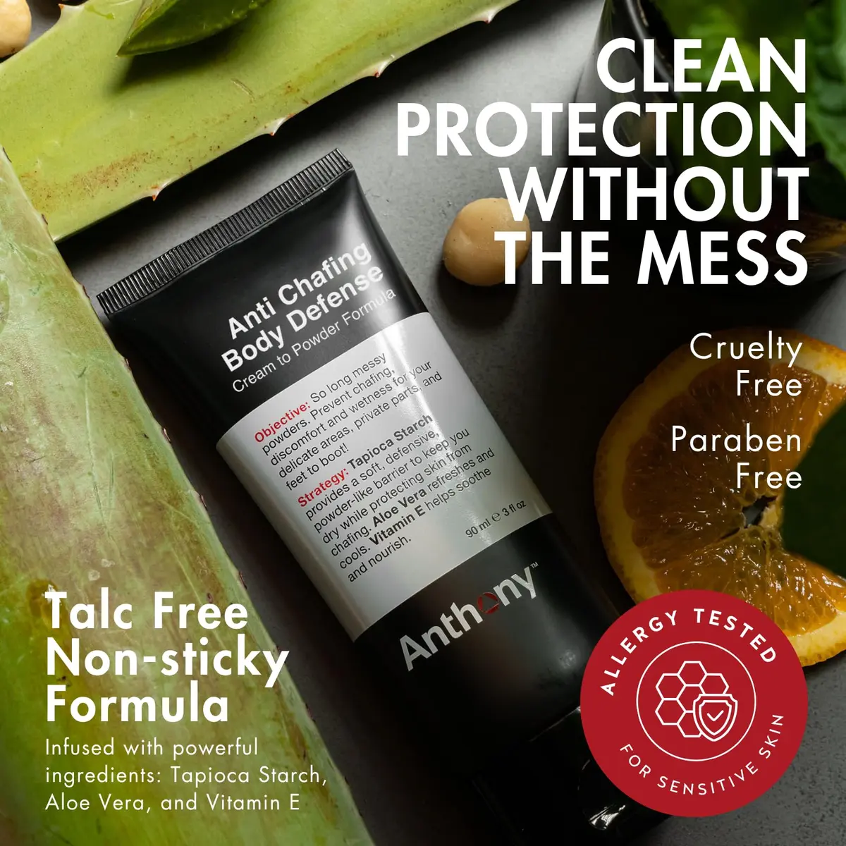Anthony Body Deodorant Anti Chafing Cream for Men, 3 Fl Oz (2 Pack) | Moisture & Friction Defense - view 5