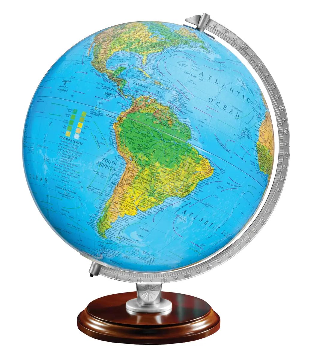 Replogle Blue Globe 12" Diameter | Illuminated Physical Map with Walnut Finish - main product image
