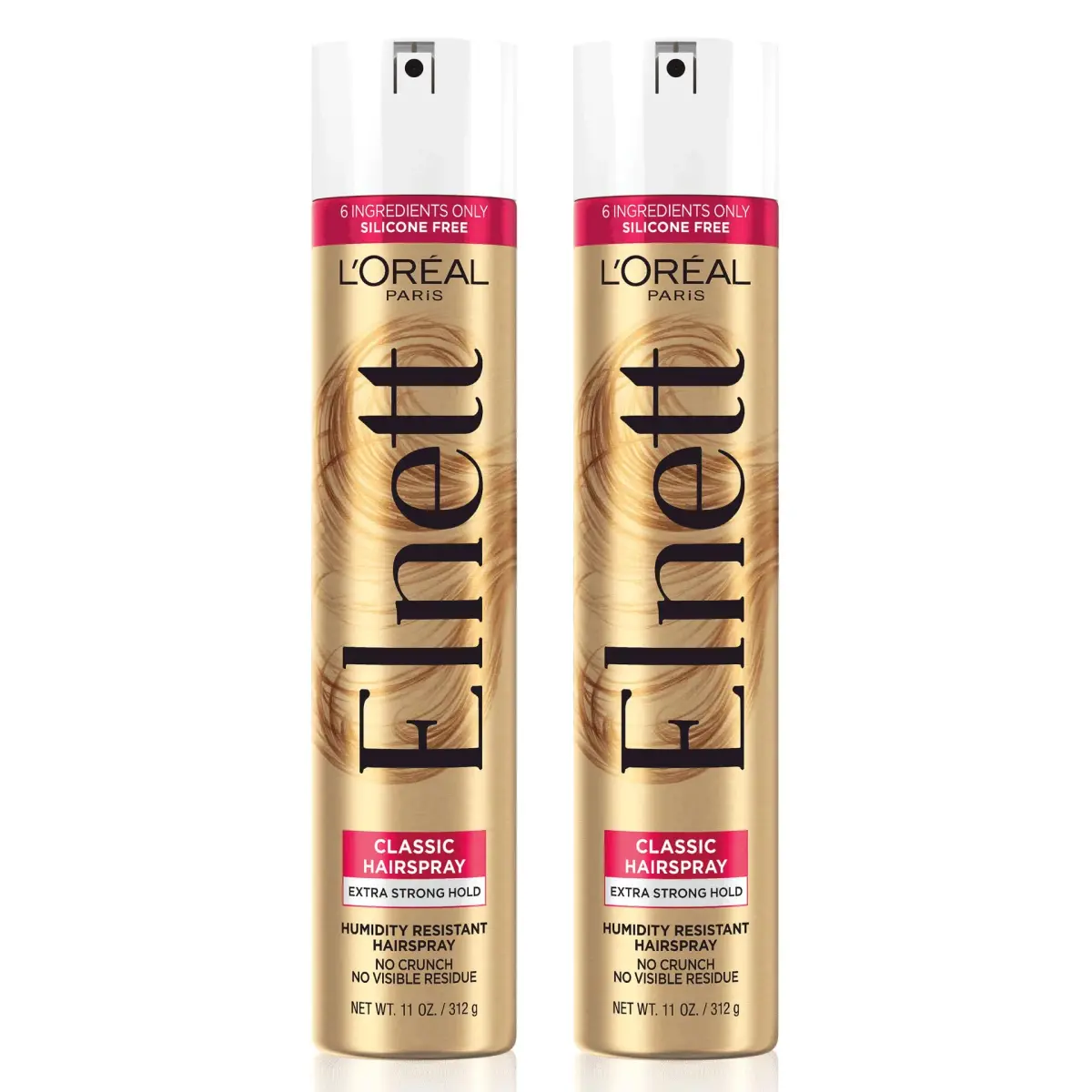 L'Oreal Paris Elnett Classic Hairspray Extra Strong Hold 2x11 oz (325ml x 2) | Humidity Resistant Frizz Control for Color Treated Hair - main product image