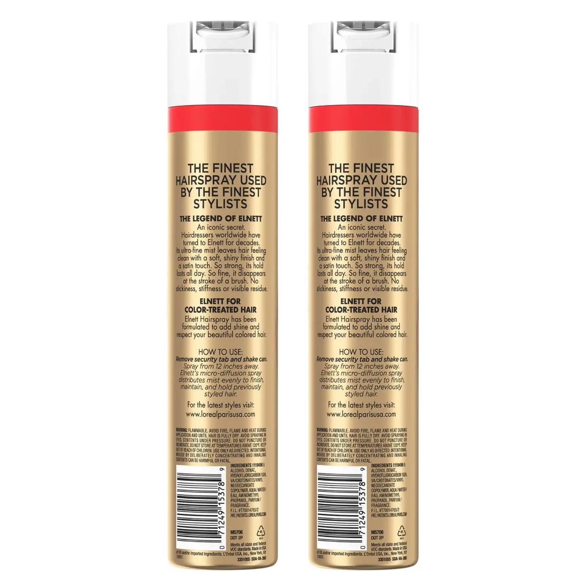 L'Oreal Paris Elnett Classic Hairspray Extra Strong Hold 2x11 oz (325ml x 2) | Humidity Resistant Frizz Control for Color Treated Hair - view 9
