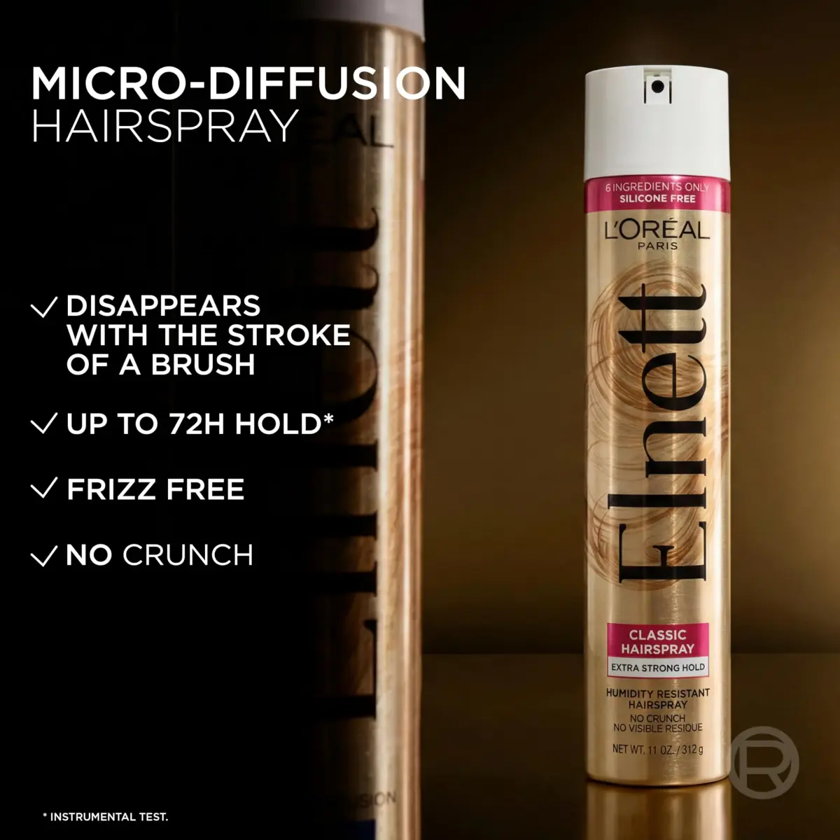 L'Oreal Paris Elnett Classic Hairspray Extra Strong Hold 2x11 oz (325ml x 2) | Humidity Resistant Frizz Control for Color Treated Hair - view 3