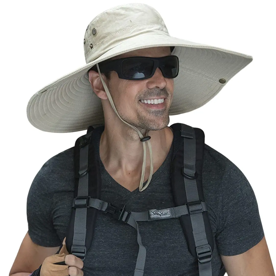 HUAMULAN Men 6" Wide Brim Sun Hat Summer Outdoor Women Bucket Fishing Hat | Large Shade & Foldable Design - main product image