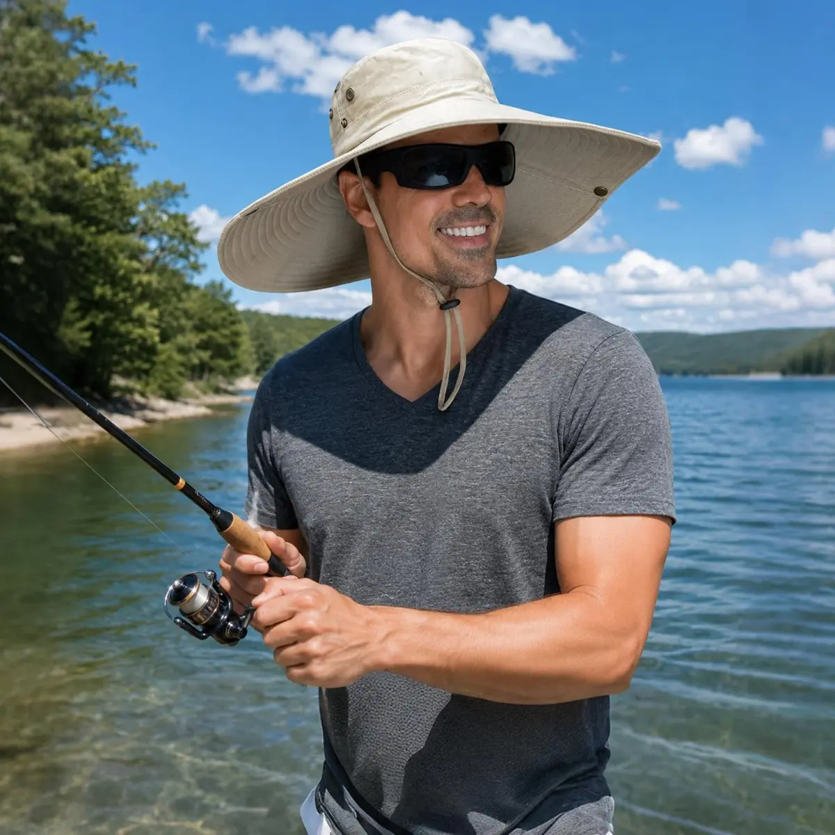 HUAMULAN Men 6" Wide Brim Sun Hat Summer Outdoor Women Bucket Fishing Hat | Large Shade & Foldable Design - view 9