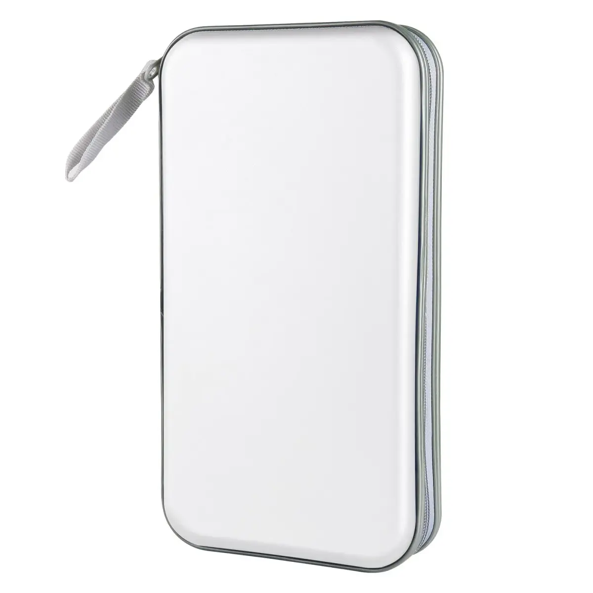 Siveit 80 Capacity White CD Case | Hard Plastic DVD Wallet Holder with Zipper - main product image