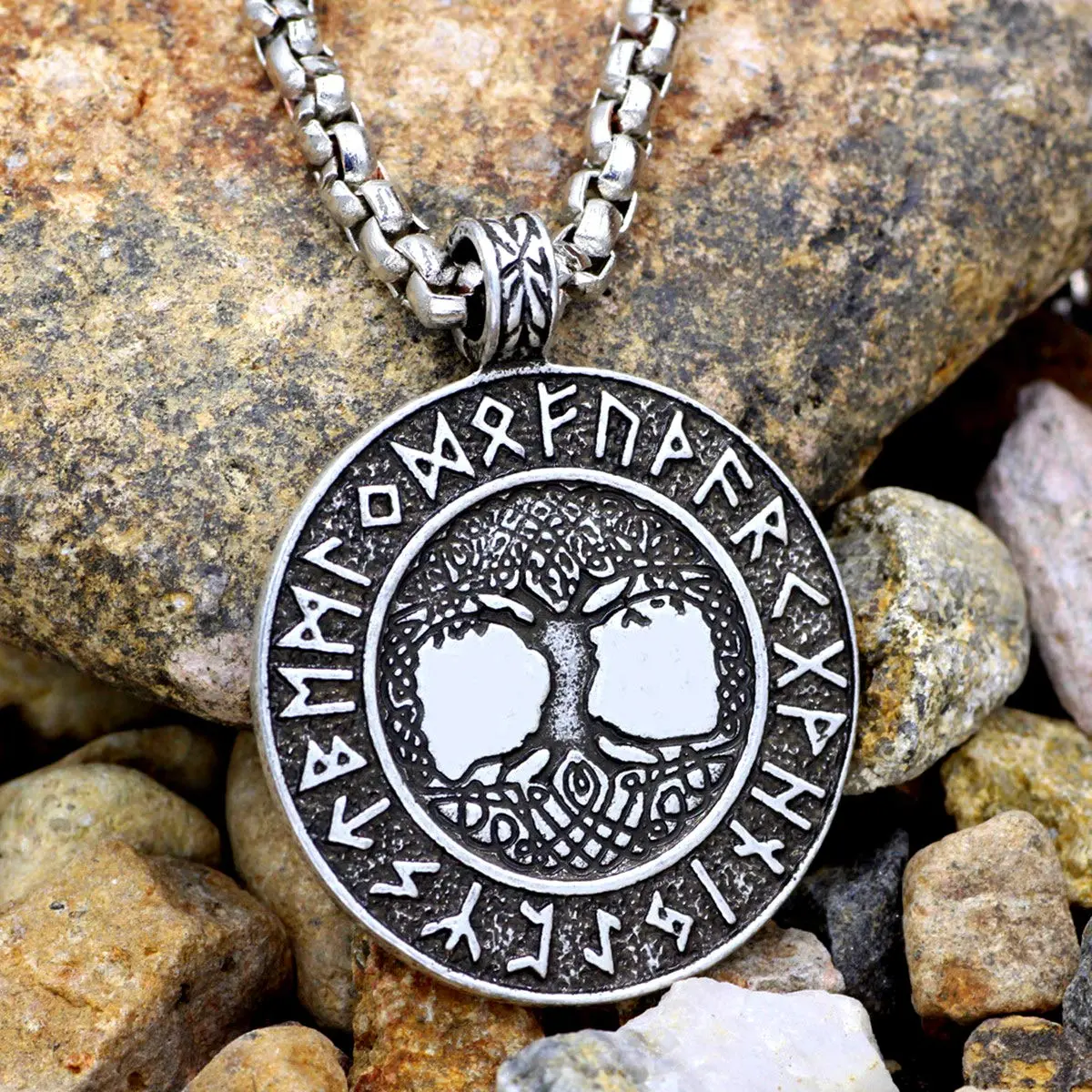 Leprato Viking Talisman Necklace for Men Norse Mjolnir Wolf Compass Valknut Amulet Pendant 24 inch | Nordic Viking Rune Jewelry Gift - view 2