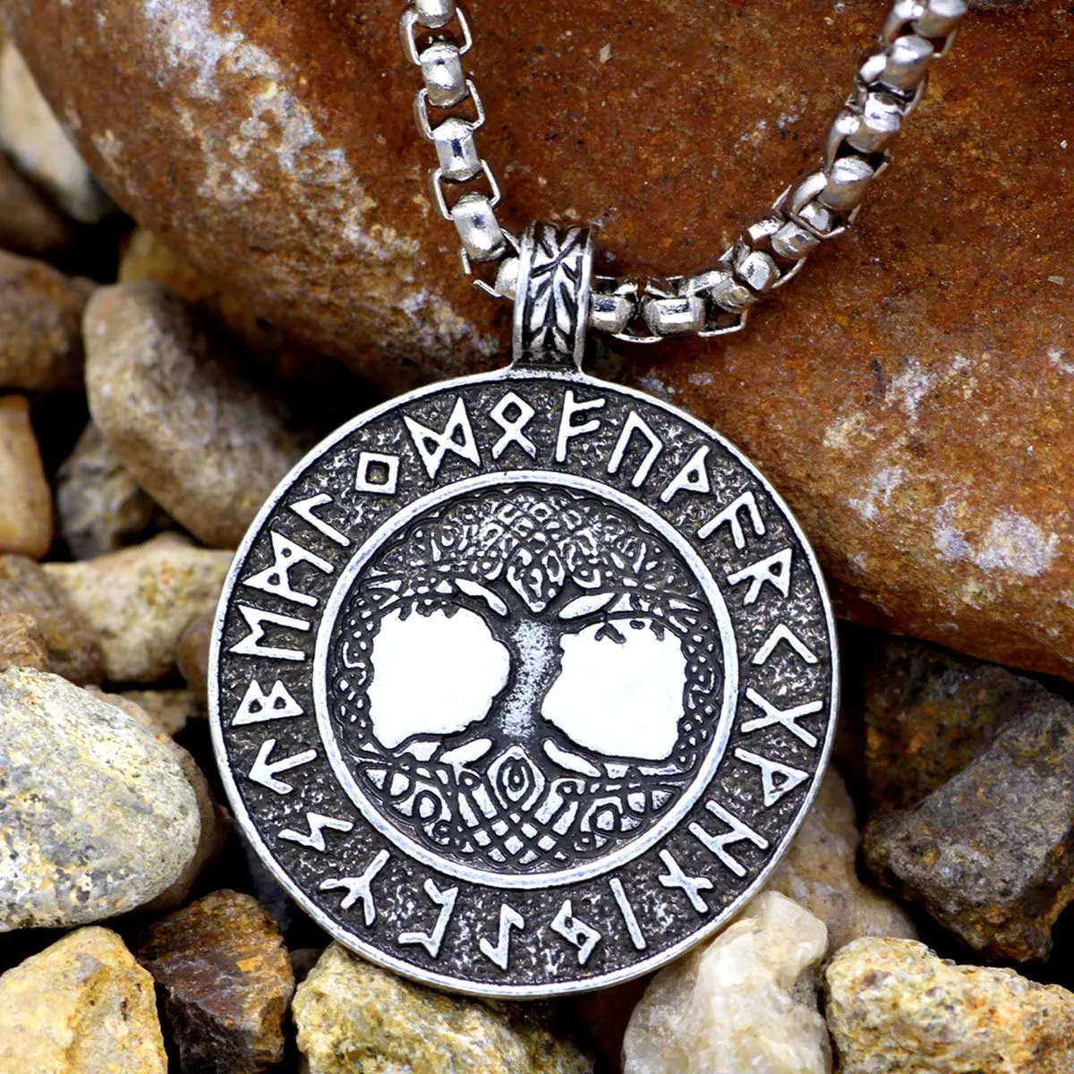 Leprato Viking Talisman Necklace for Men Norse Mjolnir Wolf Compass Valknut Amulet Pendant 24 inch | Nordic Viking Rune Jewelry Gift - view 3