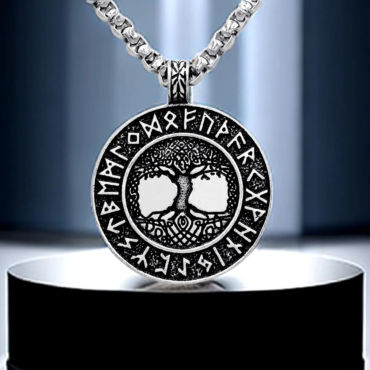 Leprato Viking Talisman Necklace for Men Norse Mjolnir Wolf Compass Valknut Amulet Pendant 24 inch | Nordic Viking Rune Jewelry Gift - view 4
