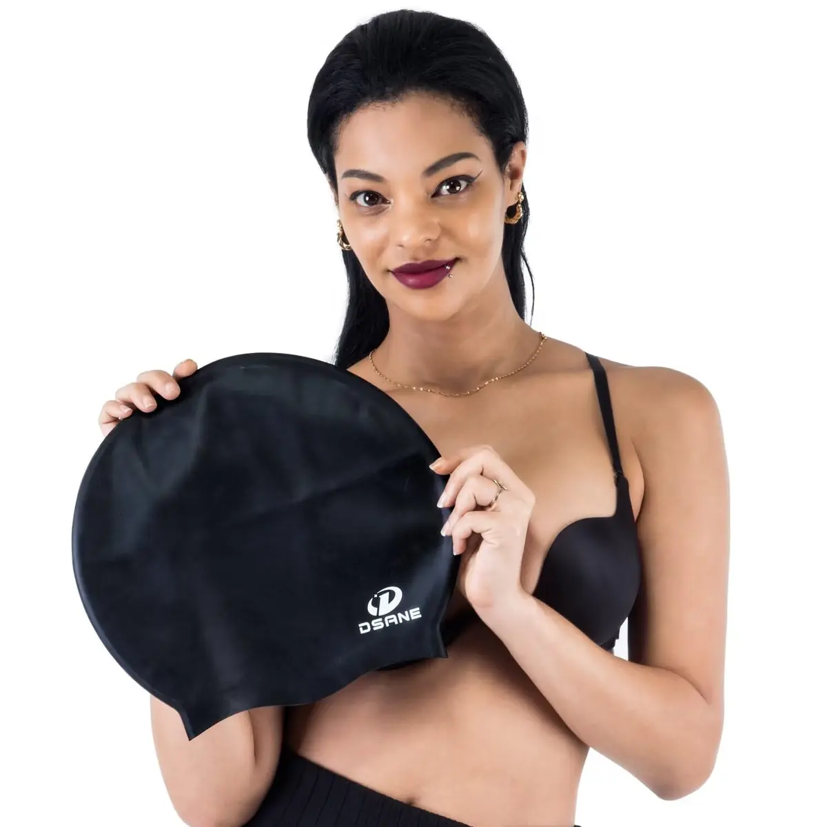 Dsane Extra Large Swimming Cap for Women and Men | Protects Long & Curly Hair, Dreadlocks, Braids, Afros | Silicone, Gray, XL - view 3