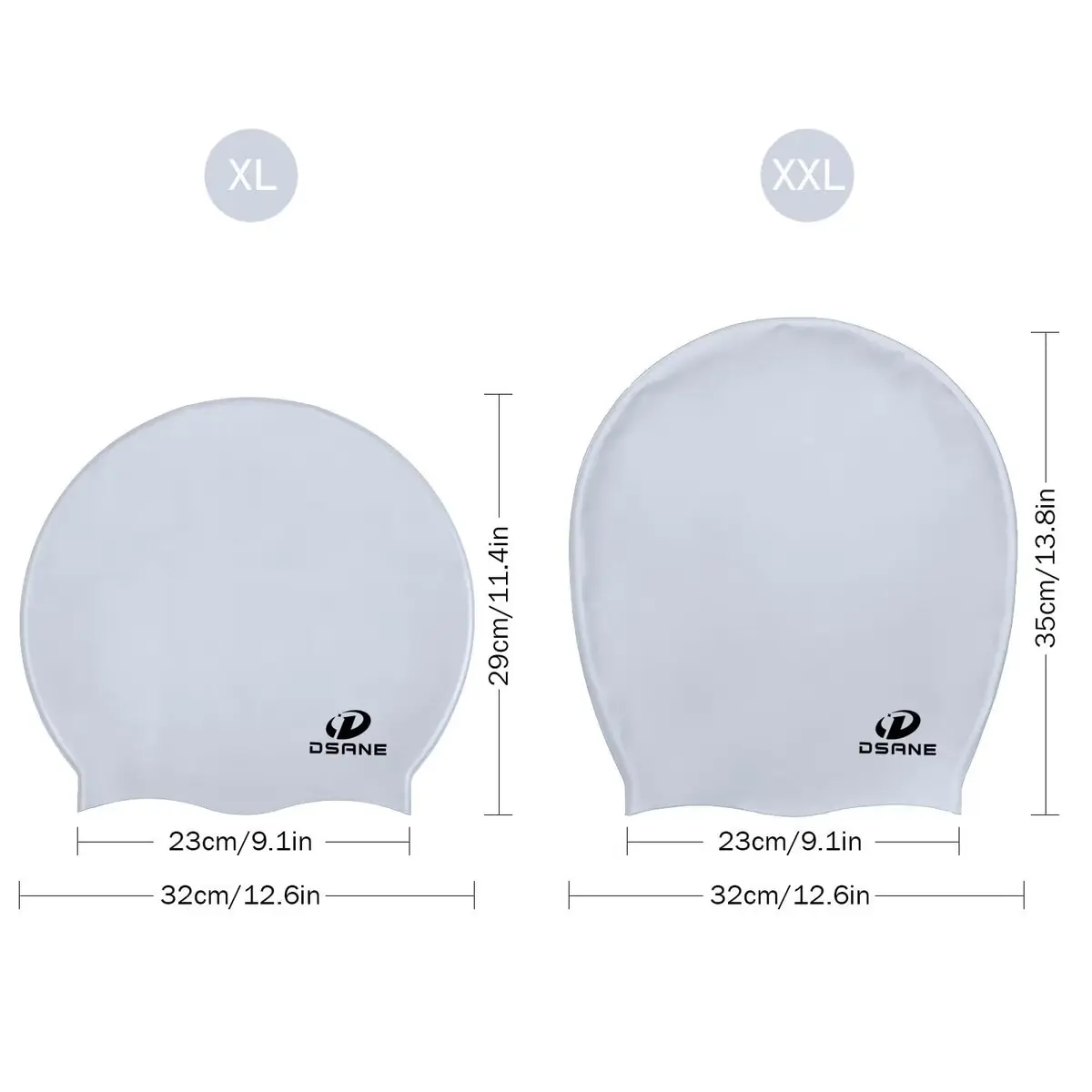 Dsane Extra Large Swimming Cap for Women and Men | Protects Long & Curly Hair, Dreadlocks, Braids, Afros | Silicone, Gray, XL - view 4