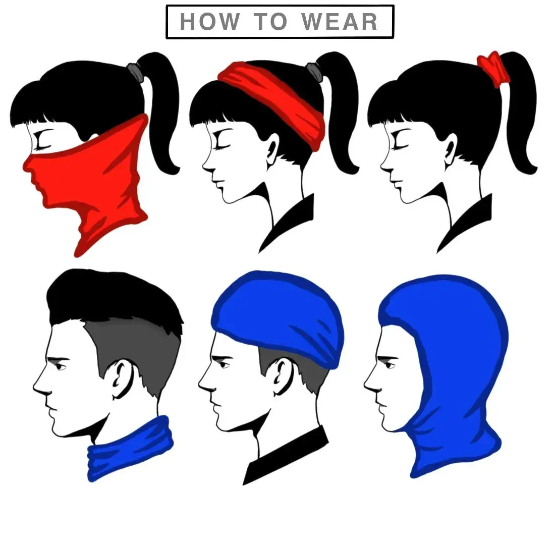 VCZUIUC 9-Pack Microfiber Headband Face Mask Neck Gaiter 55cm x 25cm (21.5"x9.7") | UPF 50+ Sun Protection - view 3