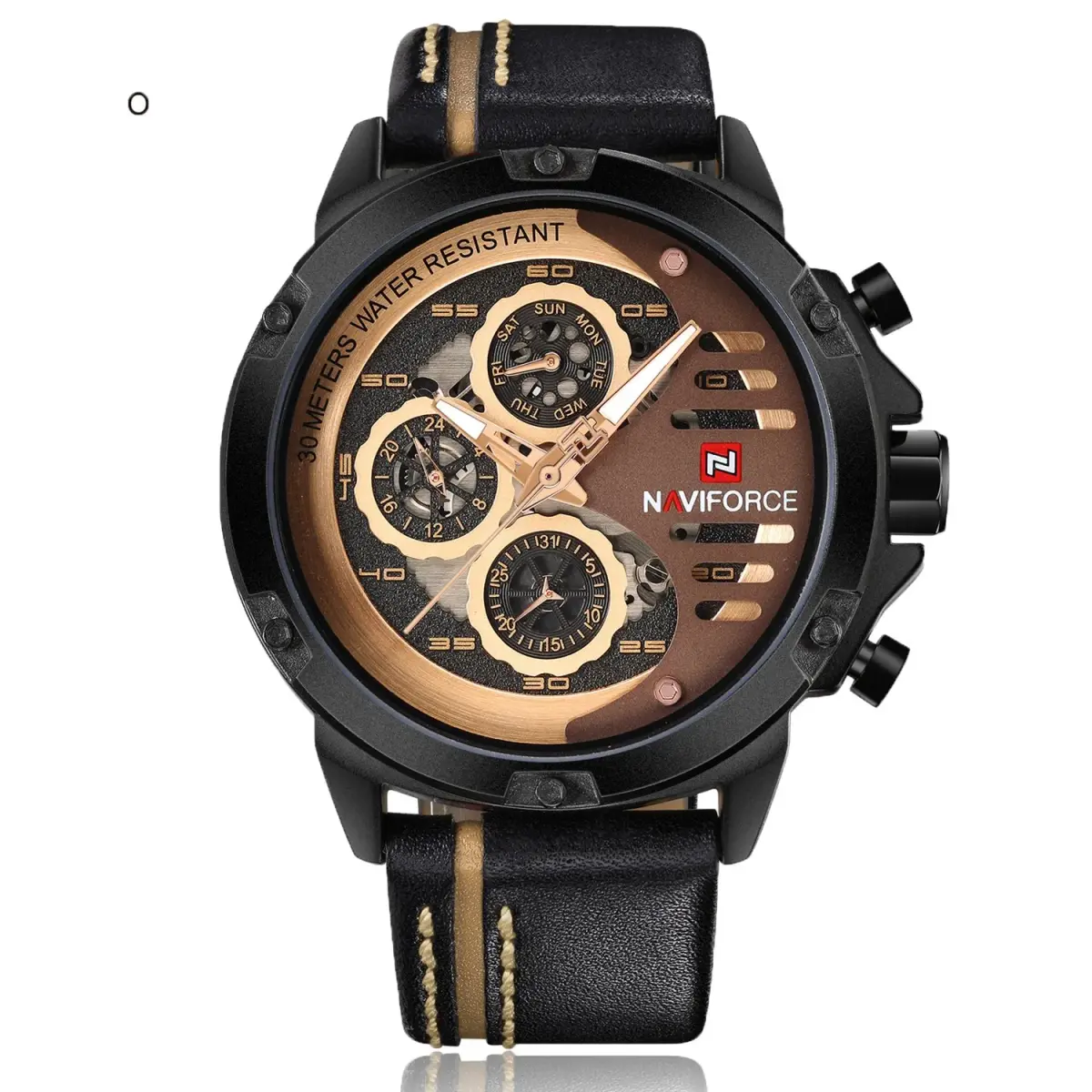 NAVIFORCE Sport Military Watch for Men, 48mm Case, Genuine Leather Band | Analog Digital Display, 3ATM Water Resistant - view 8