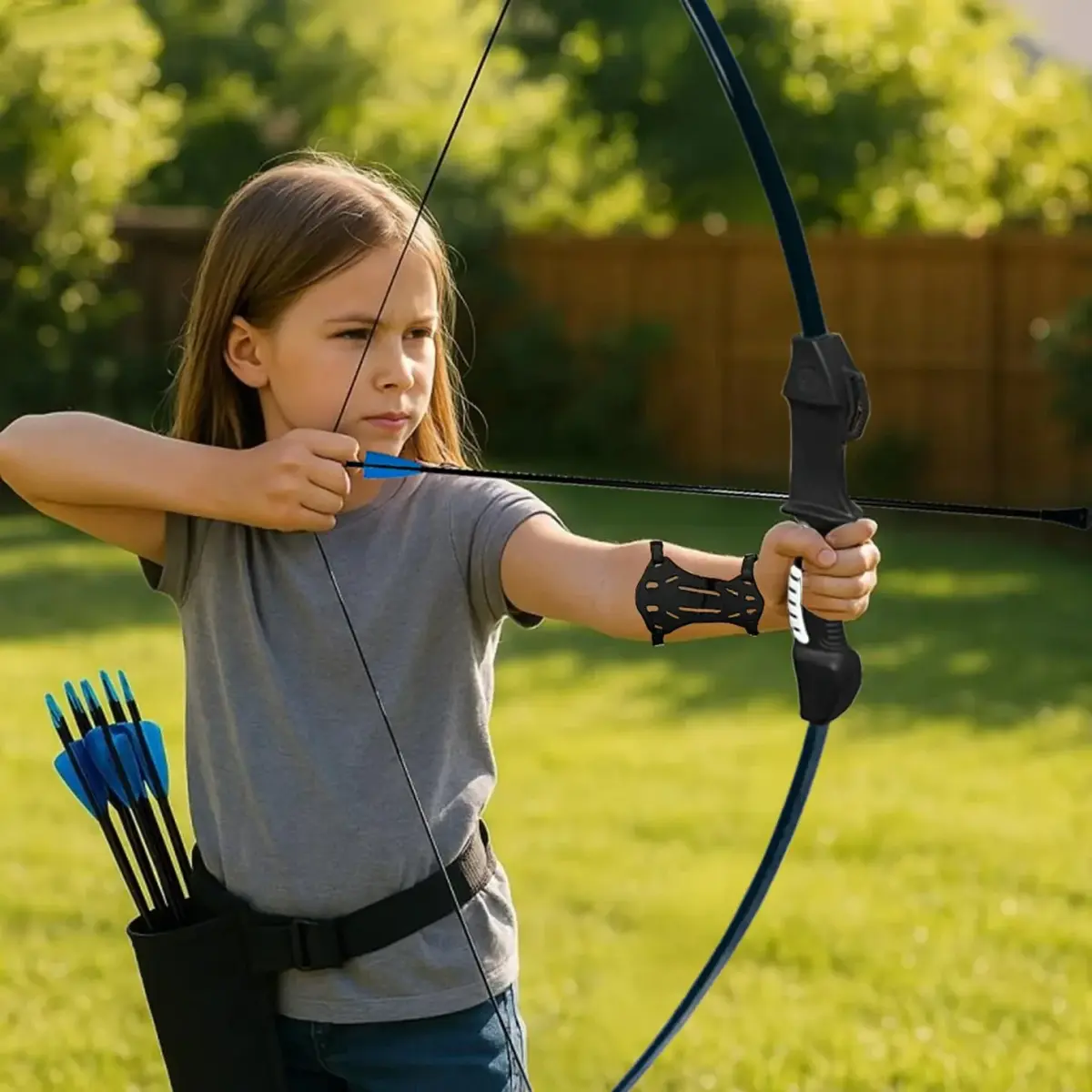 Mxessua 45" Youth Bow and Arrows Set Black | Beginner Recurve Archery Kit with 9 Arrows, Arm Guard, Quiver, Target Faces - view 8
